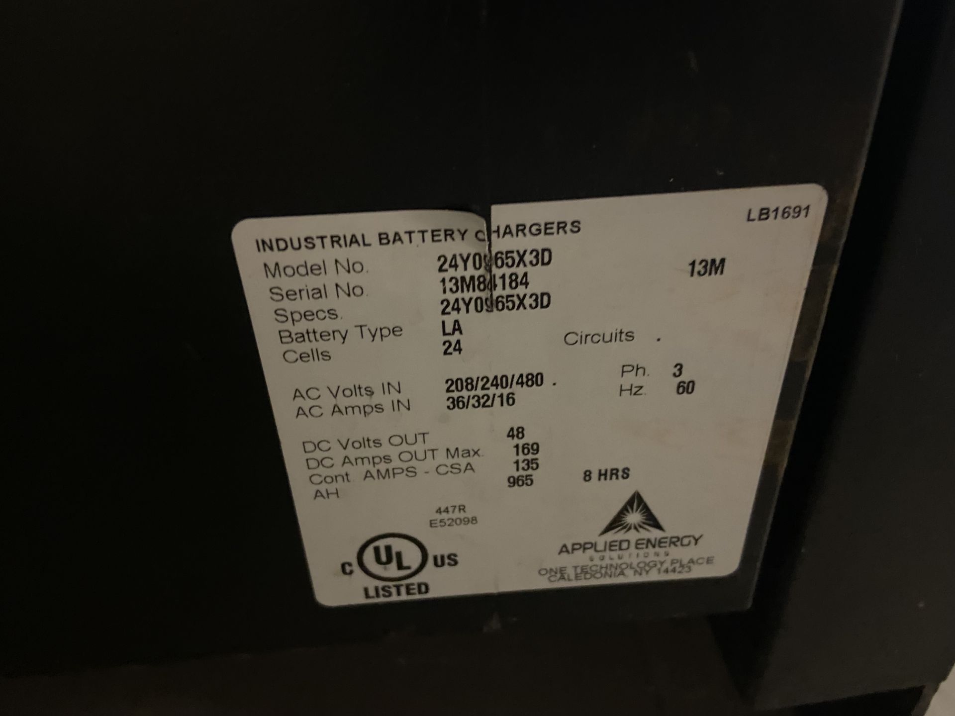 Work Horse Series 3 Battery Charger, Model# 24Y0965X3D, Serial# 13M84184 - Image 3 of 4