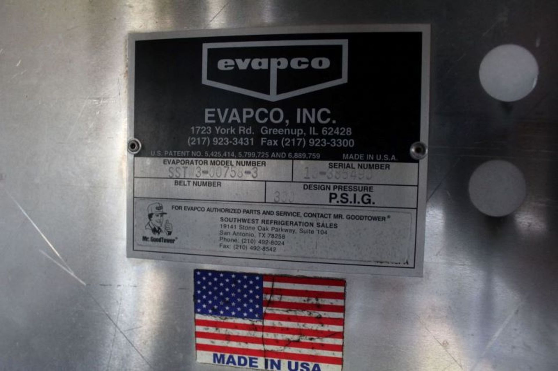 EVAPCO Evaporator, Model# SSTW3-00758-2, Serial# 10-386490 - Image 2 of 5