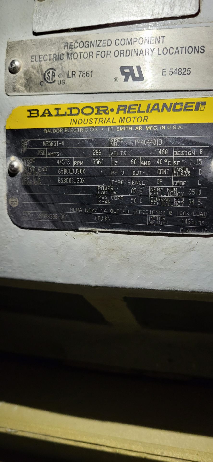 Baldor Reliance Electric Motor, 250 HP , 460v ***BIDDER NOTE -- Rigging fee of  $100  to be added to - Image 3 of 4