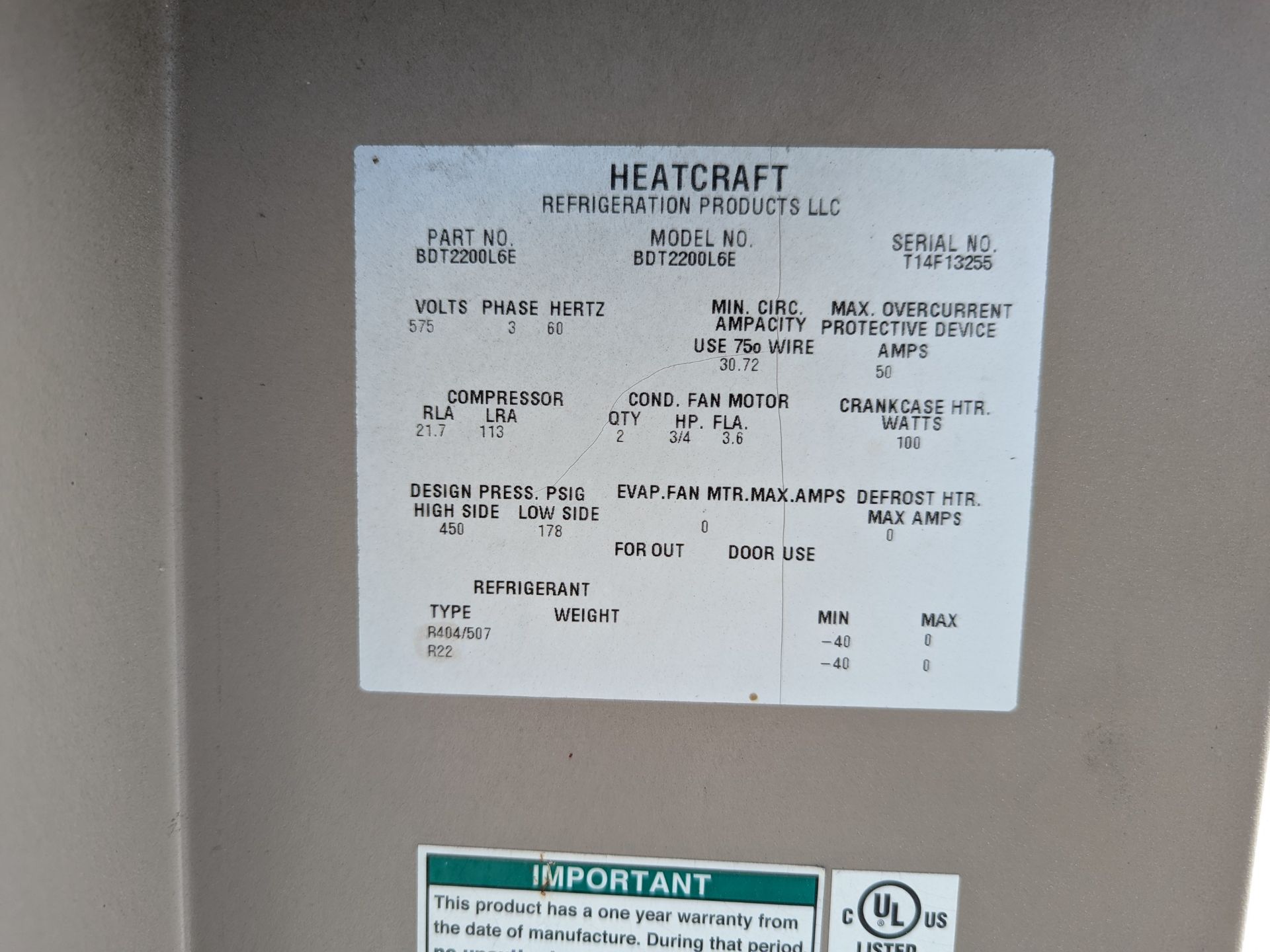 Heatcraft BDT2200L6E - Image 2 of 5