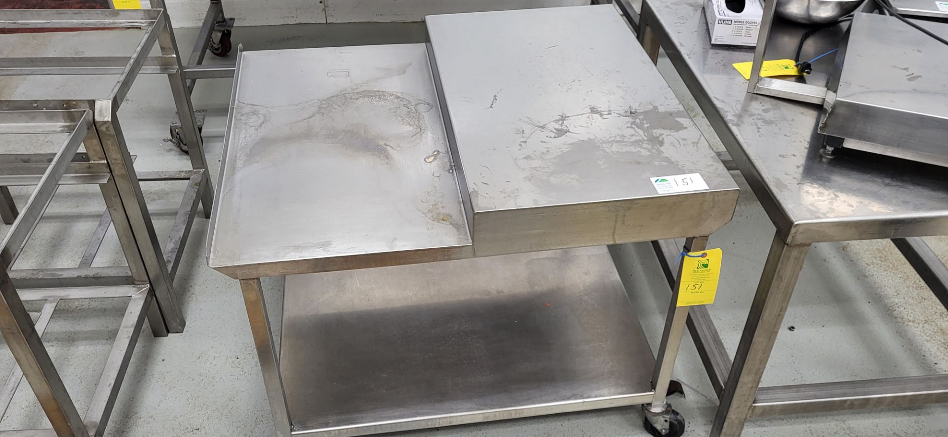 Stainless Steel Table on Casters with stepped top, 40Lx33Wx31H