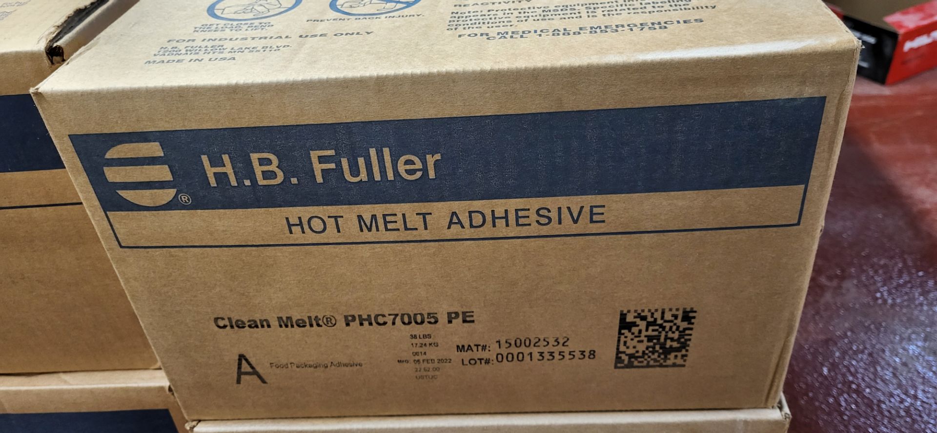 Lot of 18 Hot Melt Glue Chips Boxes, Unopened 38LBS each, HB Fuller - Image 2 of 4