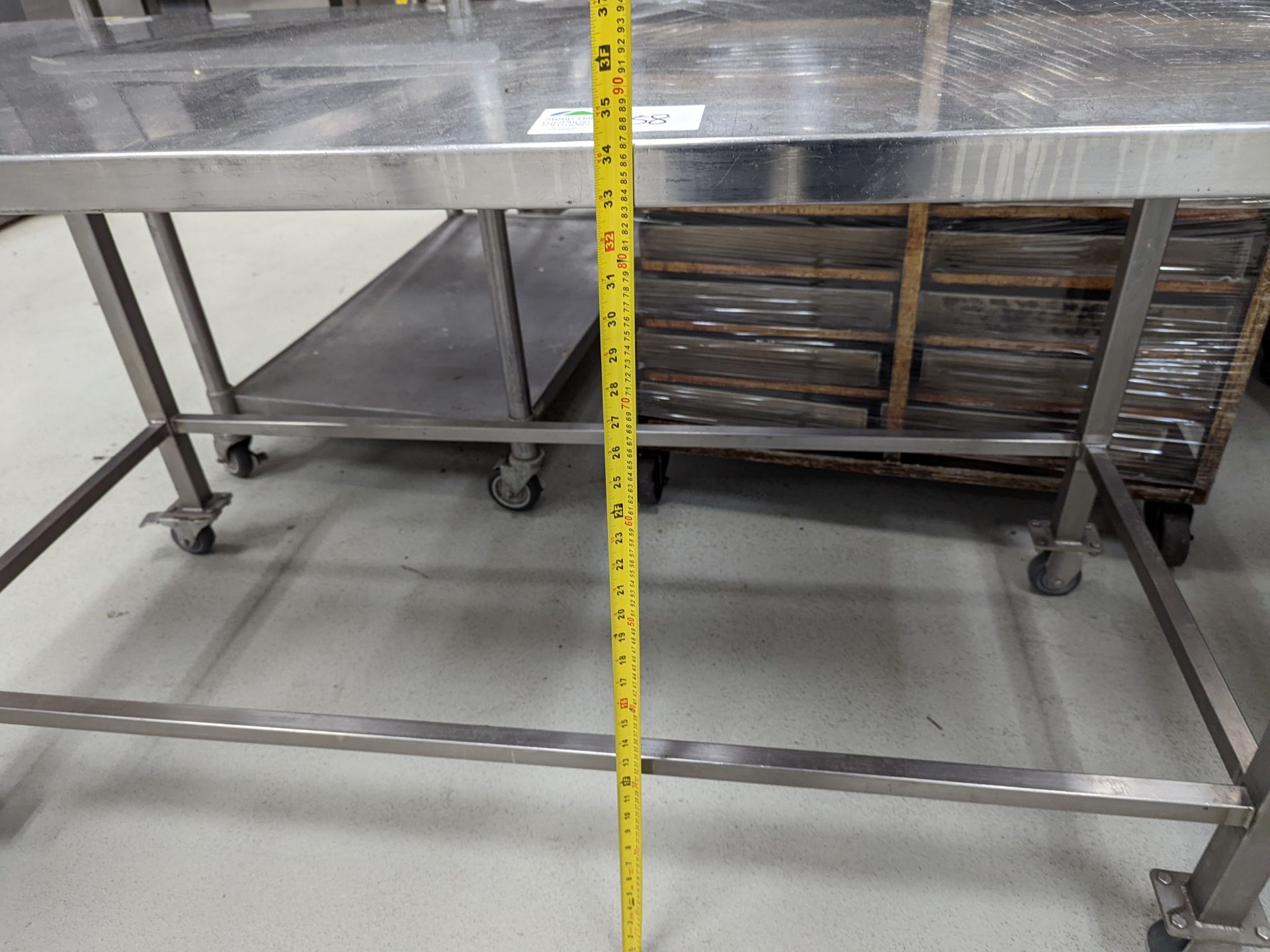 Stainless Table on castor wheels, 60Lx27Wx34H - Image 4 of 4