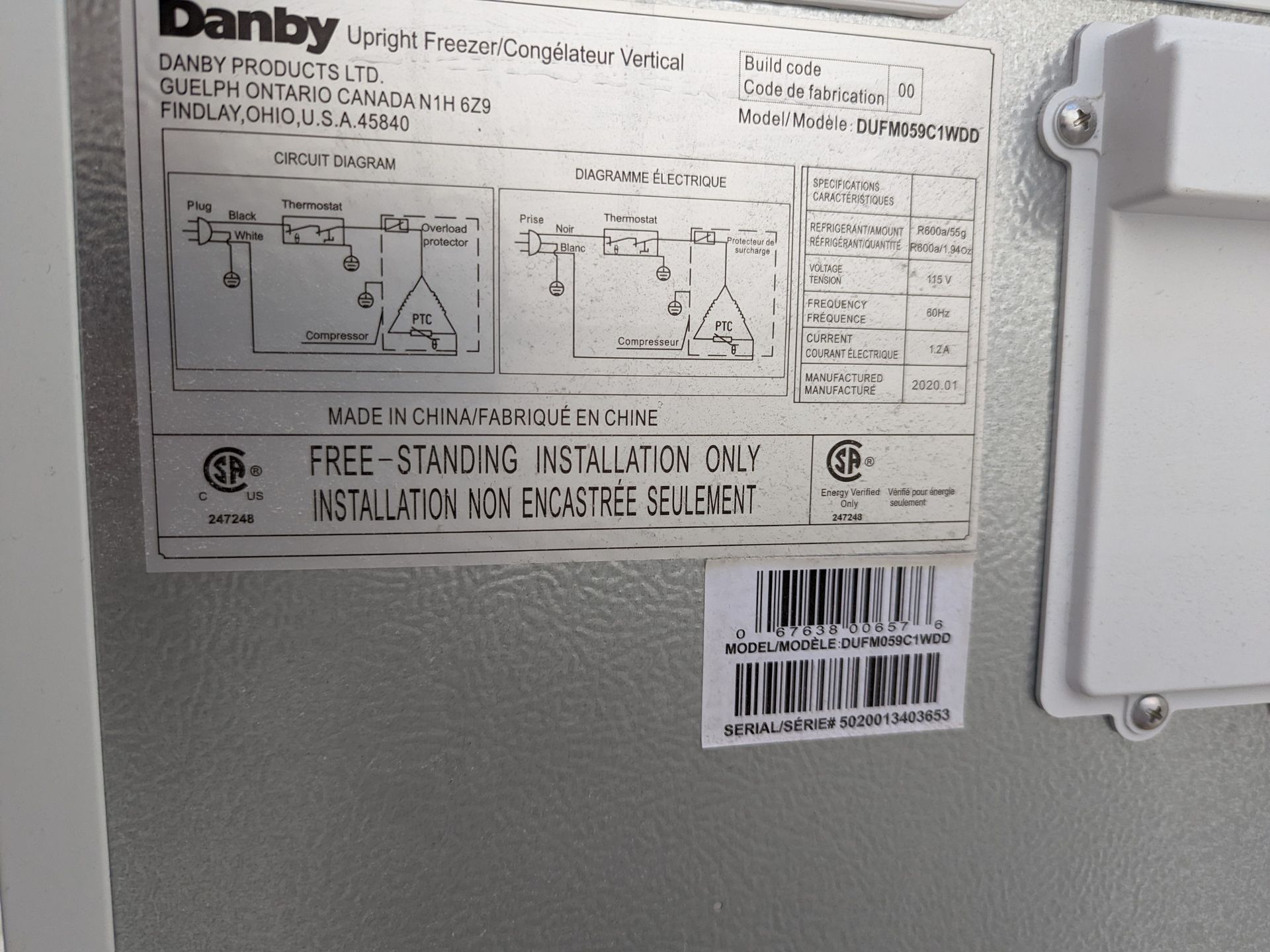 Danby Upright Freezer, 5 shelves - Image 3 of 4