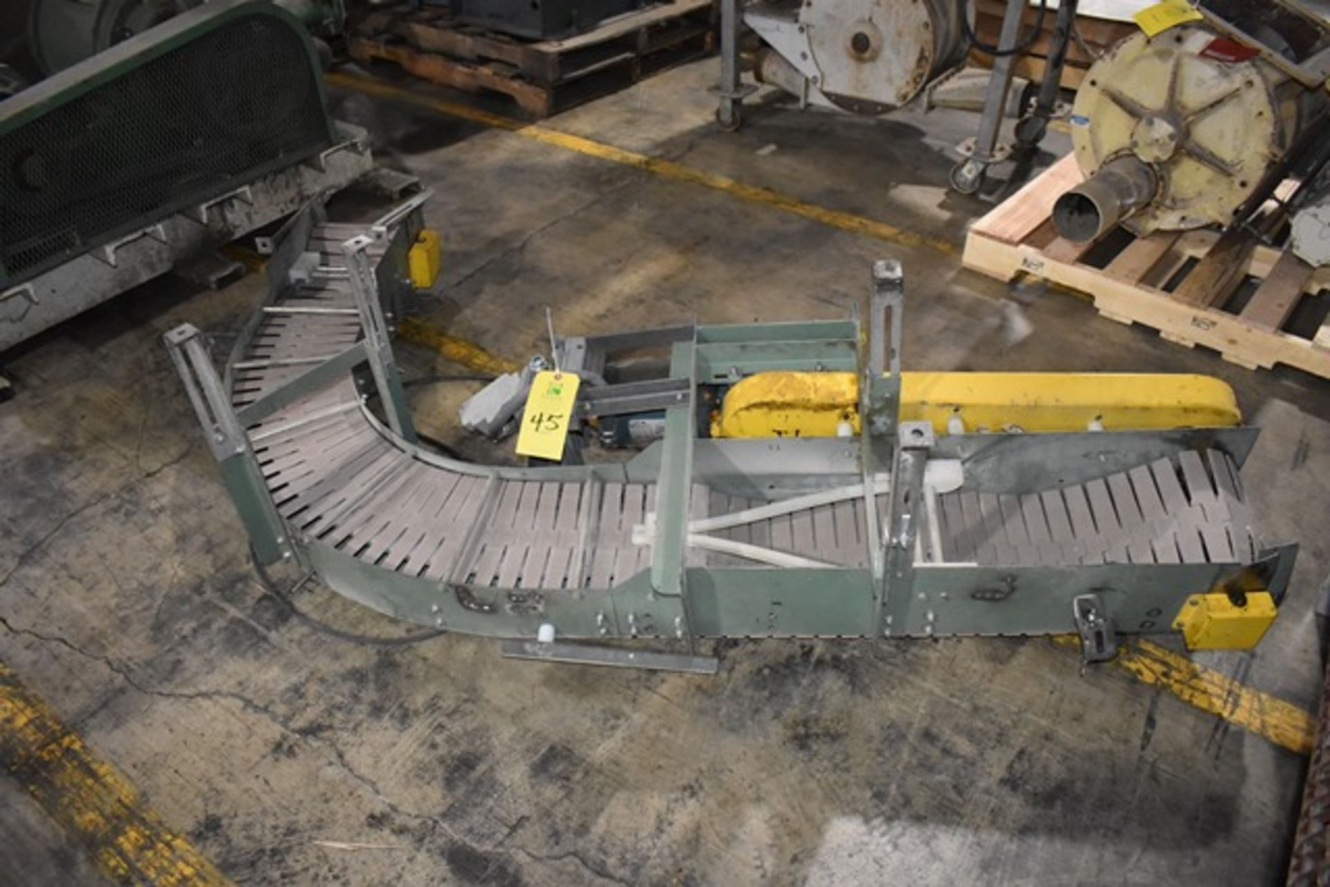 Motorized Belt Conveyor w/90" Bend, 10" Wide Belt x 8' Length, Adj Legs. Rigging/Loading Fee: $25