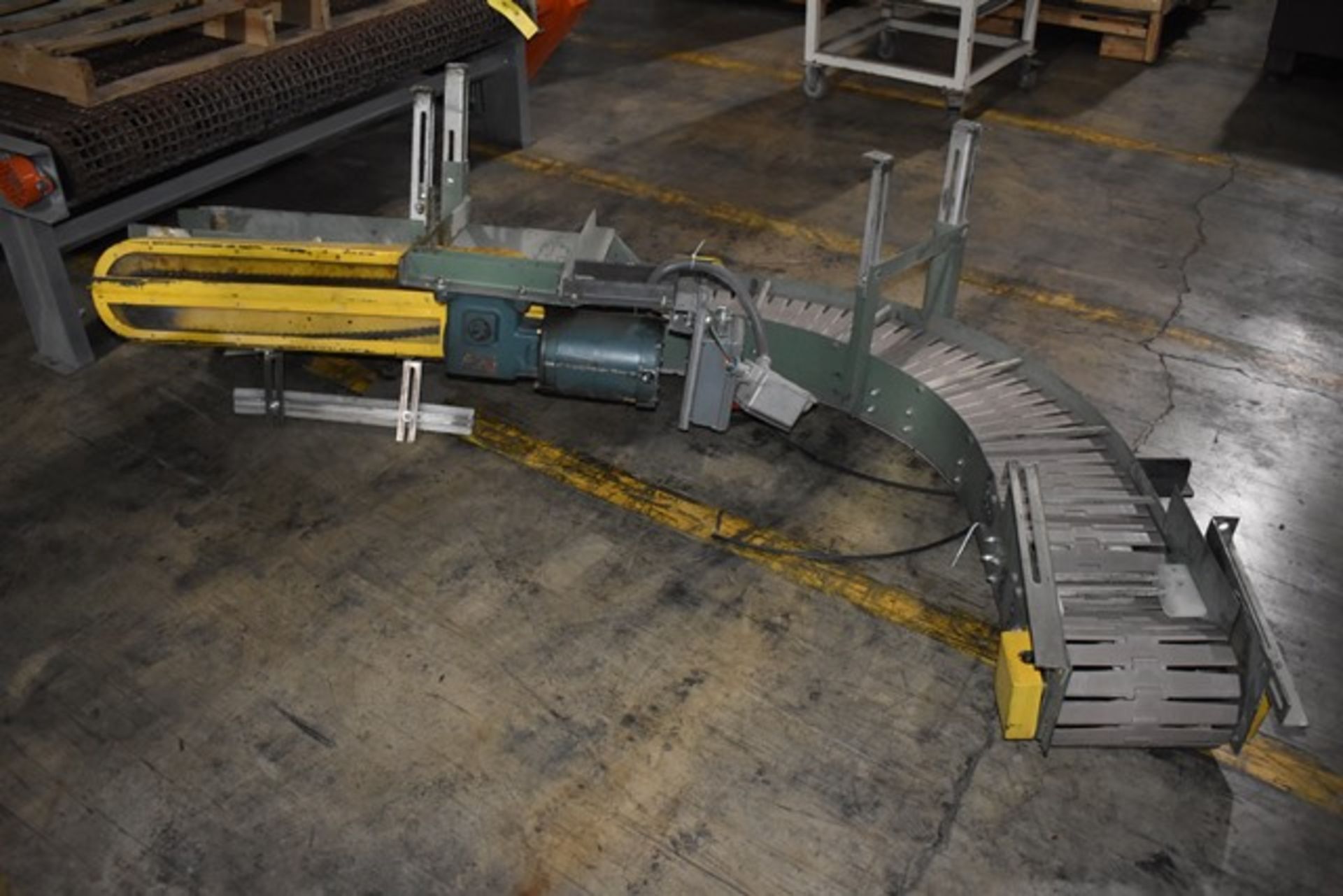 Motorized Belt Conveyor w/90" Bend, 10" Wide Belt x 8' Length, Adj Legs. Rigging/Loading Fee: $25 - Image 2 of 2