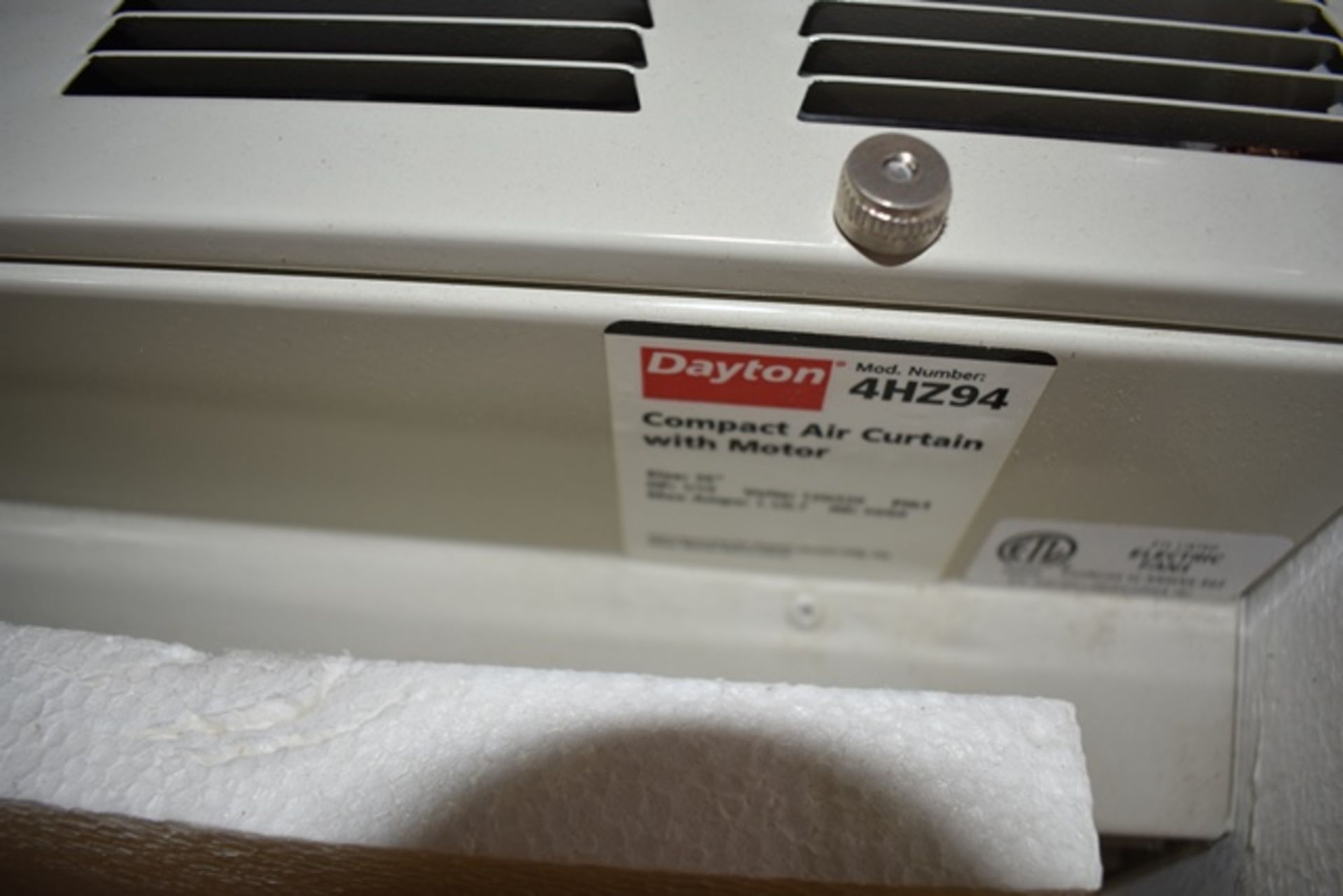 Dayton #4HZ94 Compact Air Curtain w/Motor. Rigging/Loading Fee: $25 - Image 2 of 2