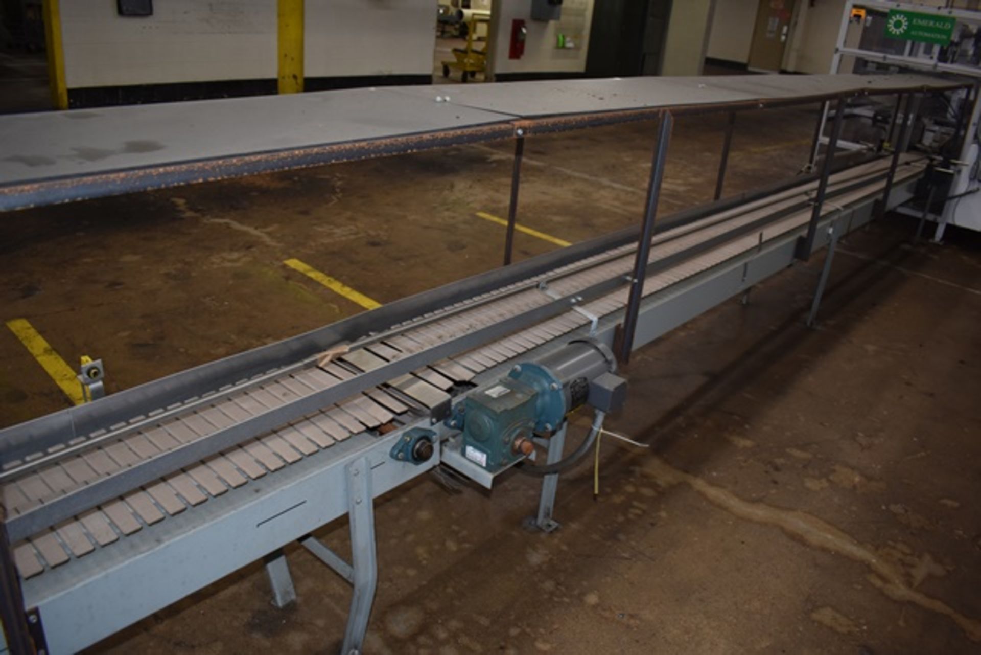 Empty Case Carton Conveyor, 180 deg 12"W x 42'L with (2) Gear drives, guides, slotted conveyor belt, - Image 2 of 2