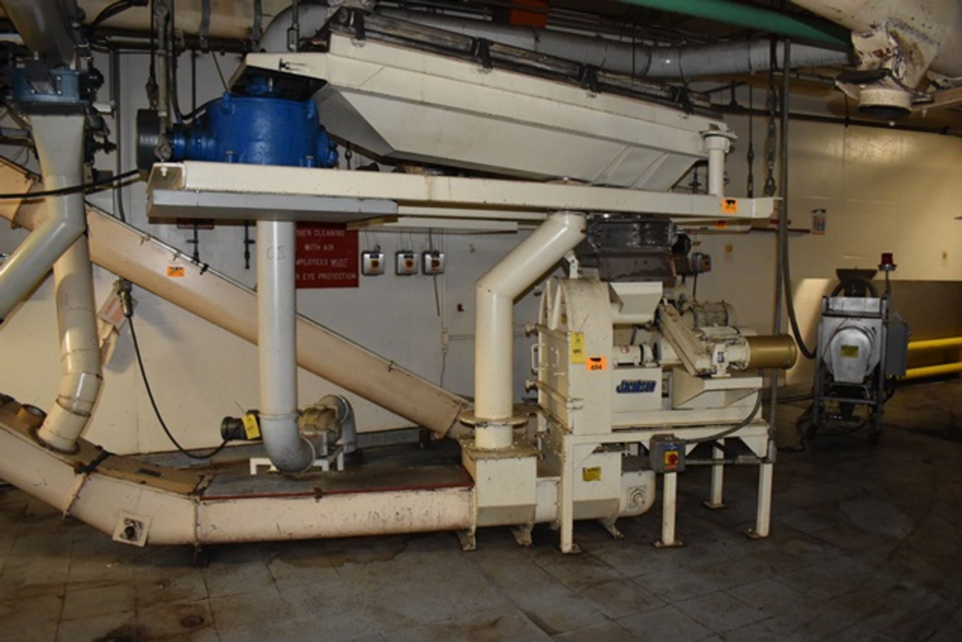 Jacobson hammermill, model P-160-DFF, s/n 3778, with 4" dia screw feeder, 10hp drive @ 9:95