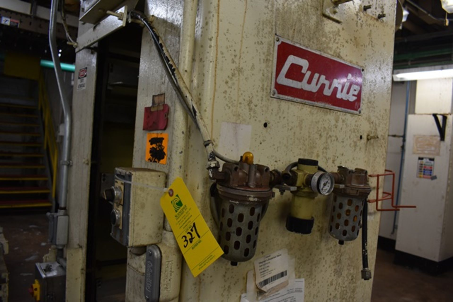 Currie case elevator, s/n CE-3539, 9'H, with 3"w x 36"L table top steel belt feed conveyor, indexing - Image 2 of 2