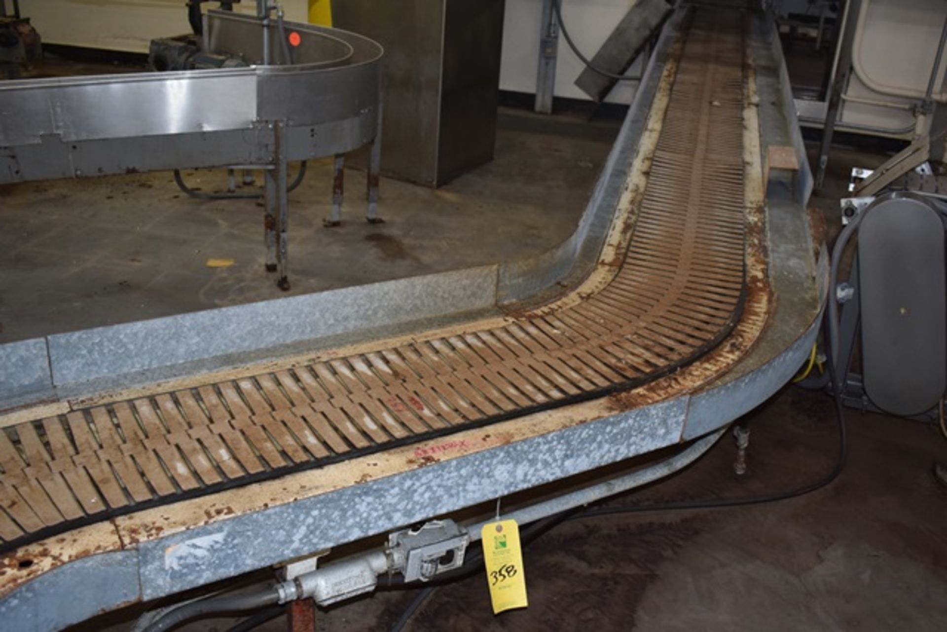 Conveyor, plastic chain conveyors, approx 55' total linear feet length x 12"W x 16"H with gear