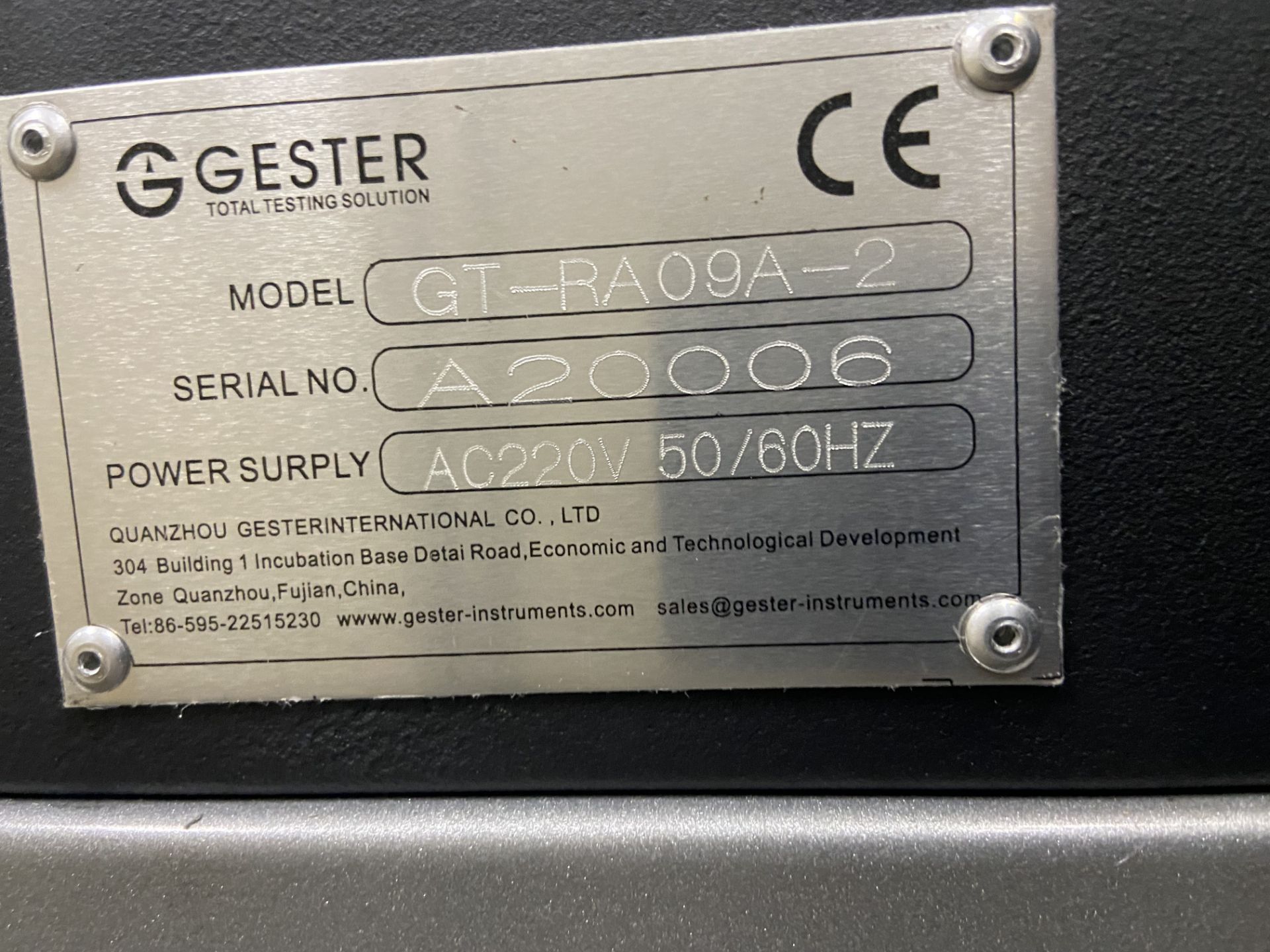 NEW Gester Particulate Filtration Effeciency Tester, Model# GT-RA09A-2, Serial# A20006 - Image 2 of 4