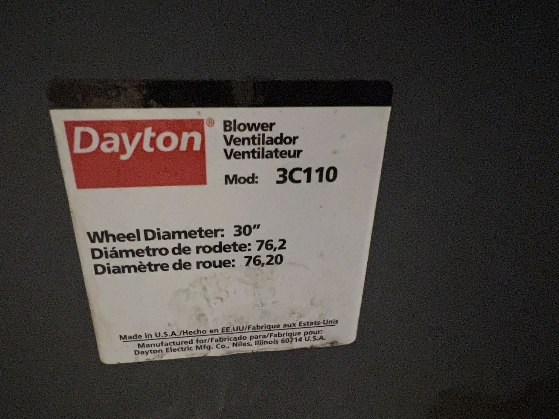 Dayton Blower, Model #3C110, Located in Ottawa, OH - Image 4 of 4