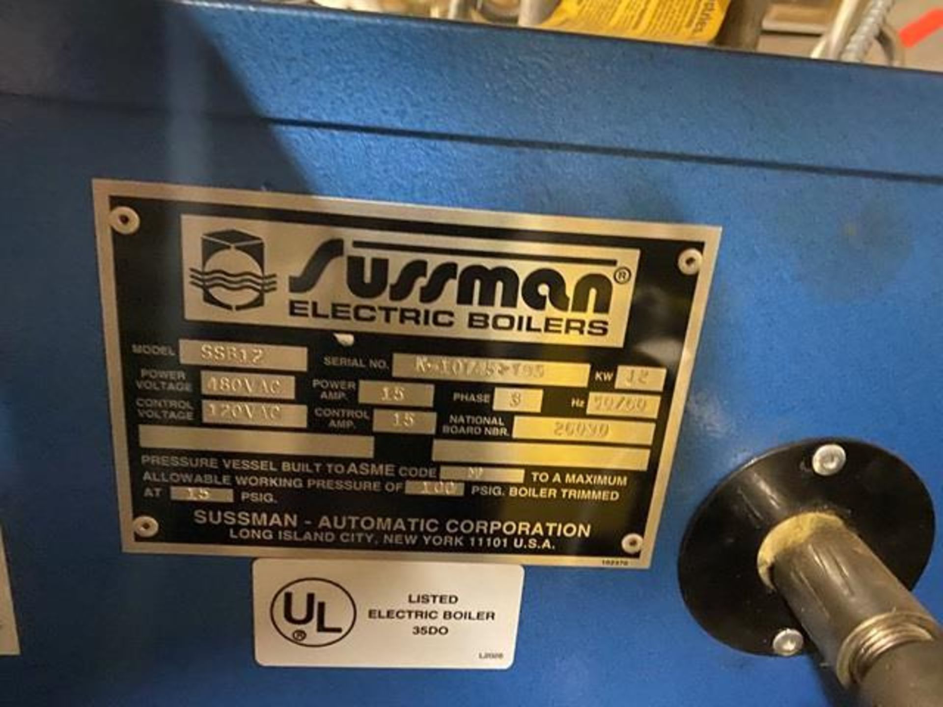 Sussman Electric Boiler, Model #SSB12, S/N #K-10735-T95, Located in Deshler, OH - Image 2 of 7