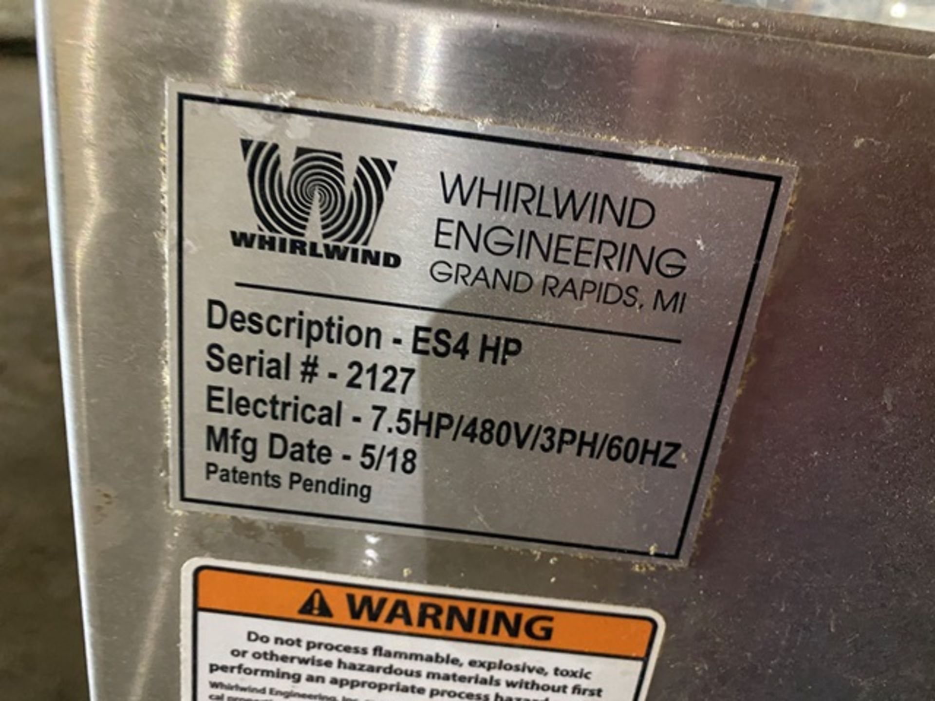 Whirlwind Multi-Purpose Process System, Model #ES4-HP, S/N #2127, DOM 2018, Located in Ottawa, OH - Image 4 of 7