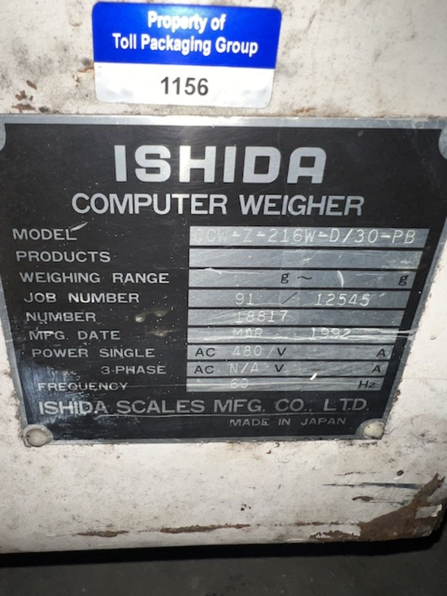 Ishida Computer Weigher Scale, Model #CCW-S-213, Located in Ottawa, OH - Image 2 of 2
