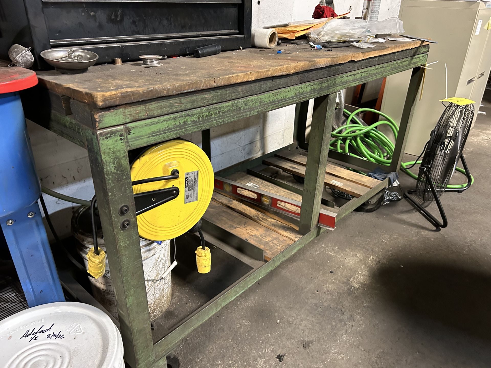 Shop Table, Includes Bayco Reel, (No Contents), Rigging/Loading Fee: $25 - Image 2 of 3