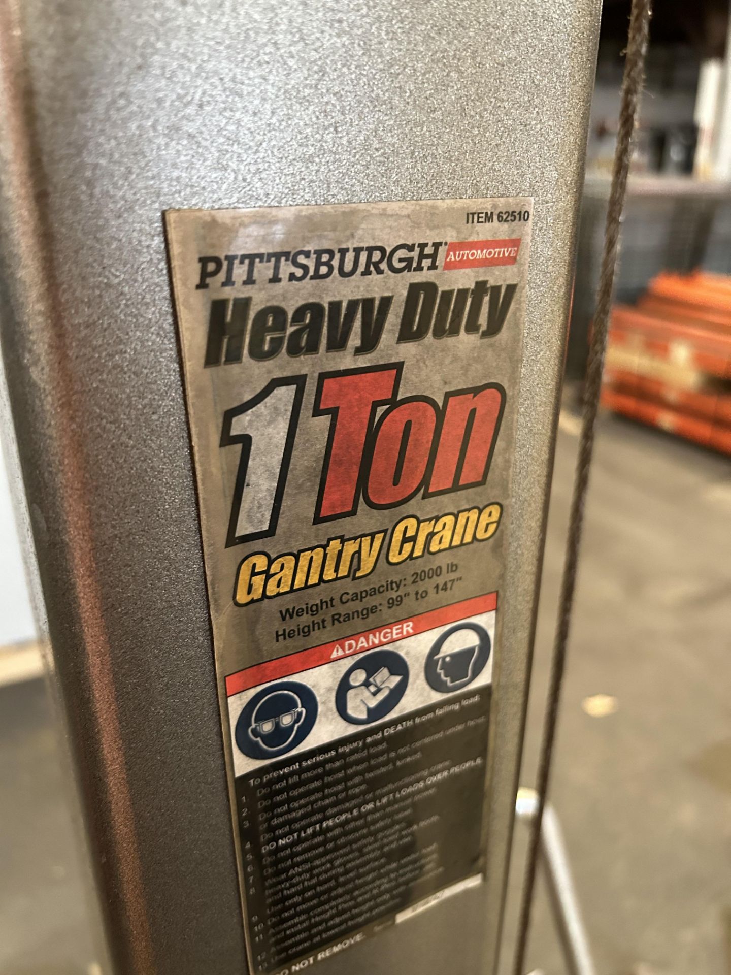 Pittsburgh Heavy Duty 1 Ton Gantry Crane, Rigging/Loading Fee: $150 - Image 4 of 5