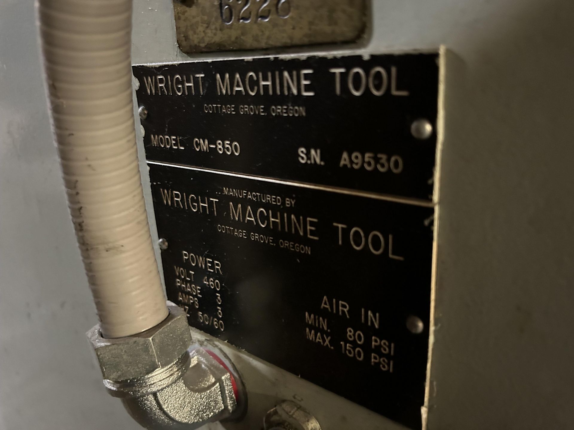 Wright Machine Tool Grinder, Model #CM-850, S/N #A9530, Volts 460, - Image 5 of 5