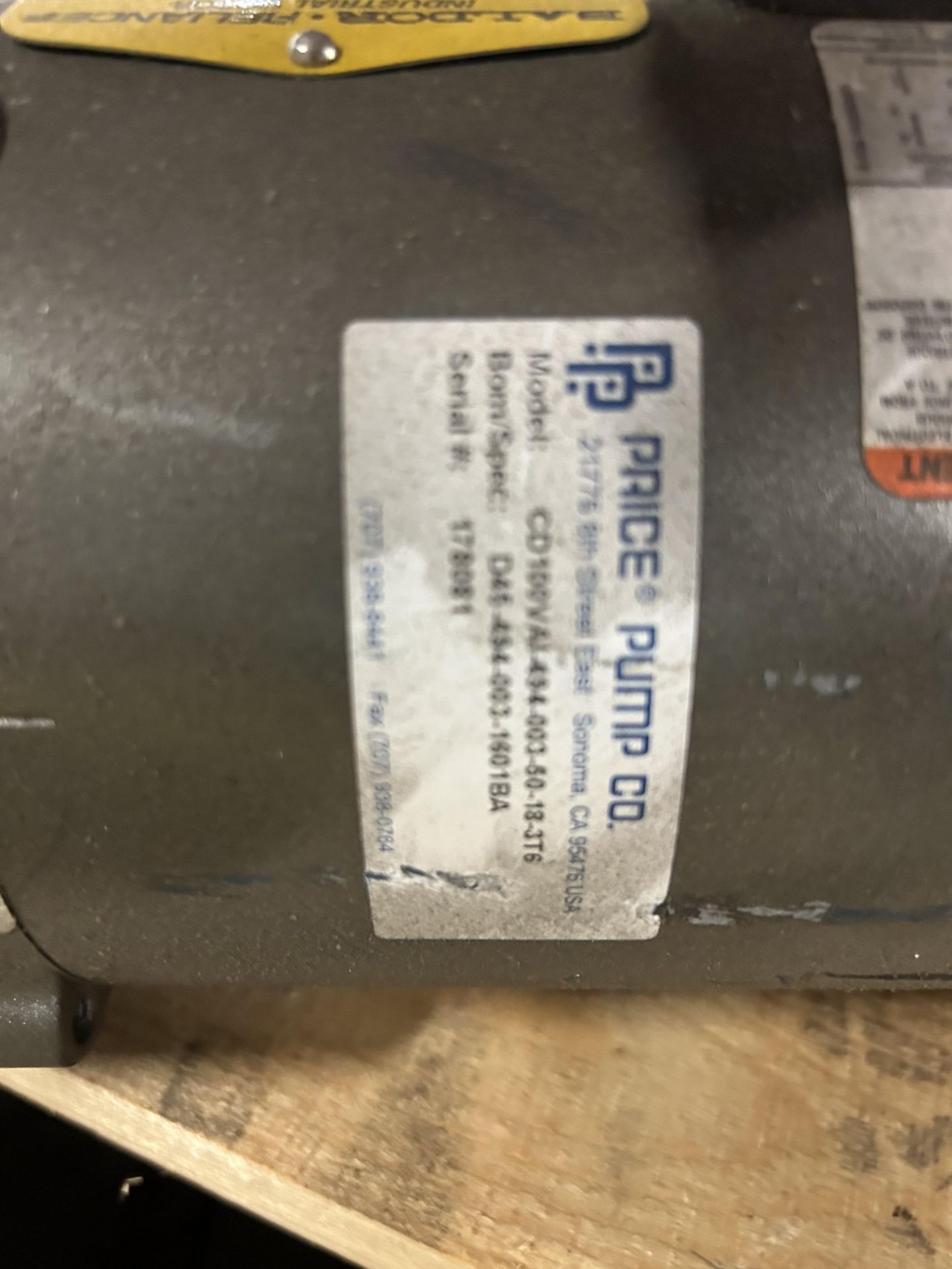 Price Pump, Model #CD1DDVAI-434-003-50-18-3T6 (Baldor 1/2 HP Motor), Rigging/Loading Fee: $10 - Image 4 of 4