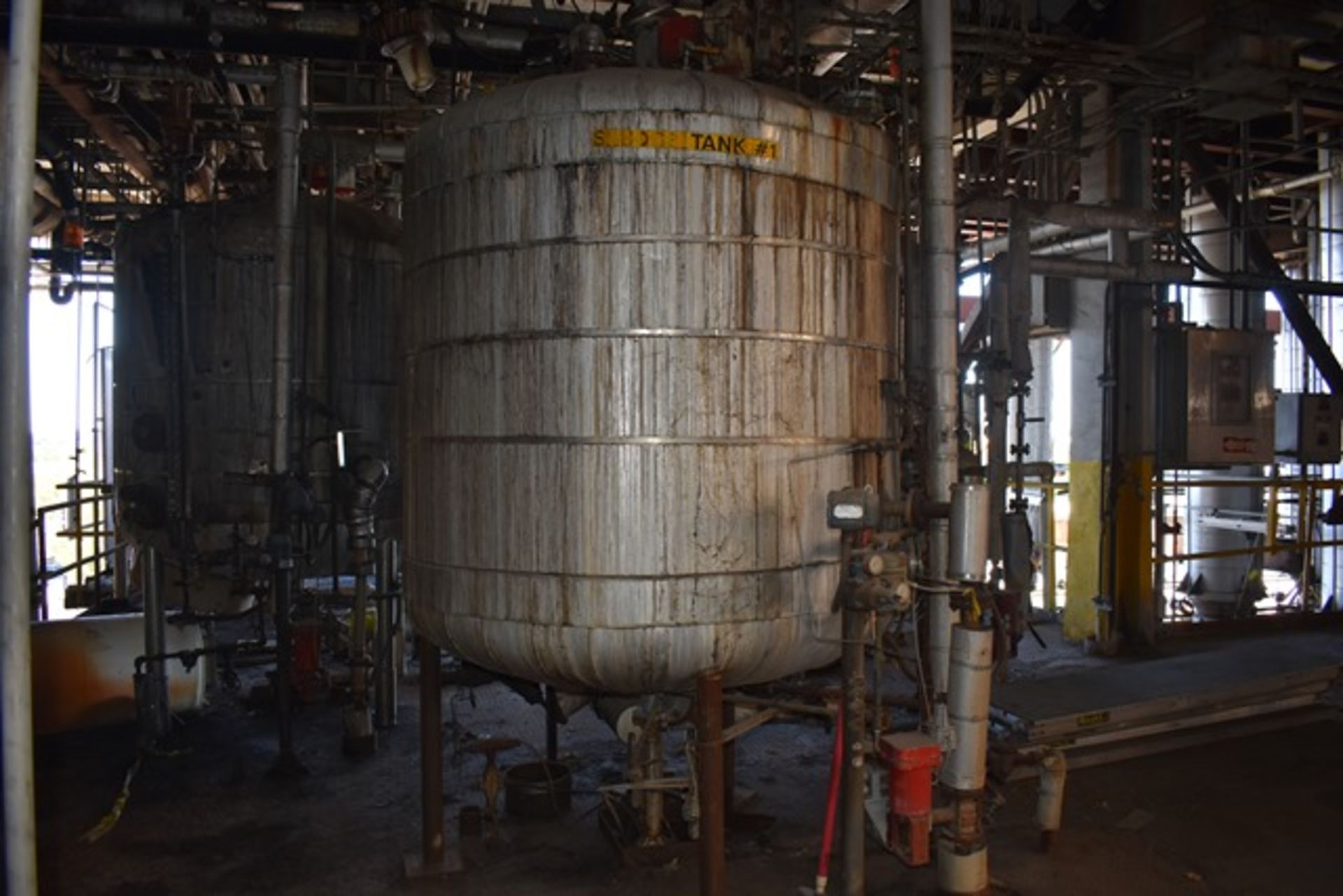 Qty. (1) United Fabricating SS Sludge Holding tanks, approx 6'dia x 6'H, dome top/dish bottom with - Image 2 of 2