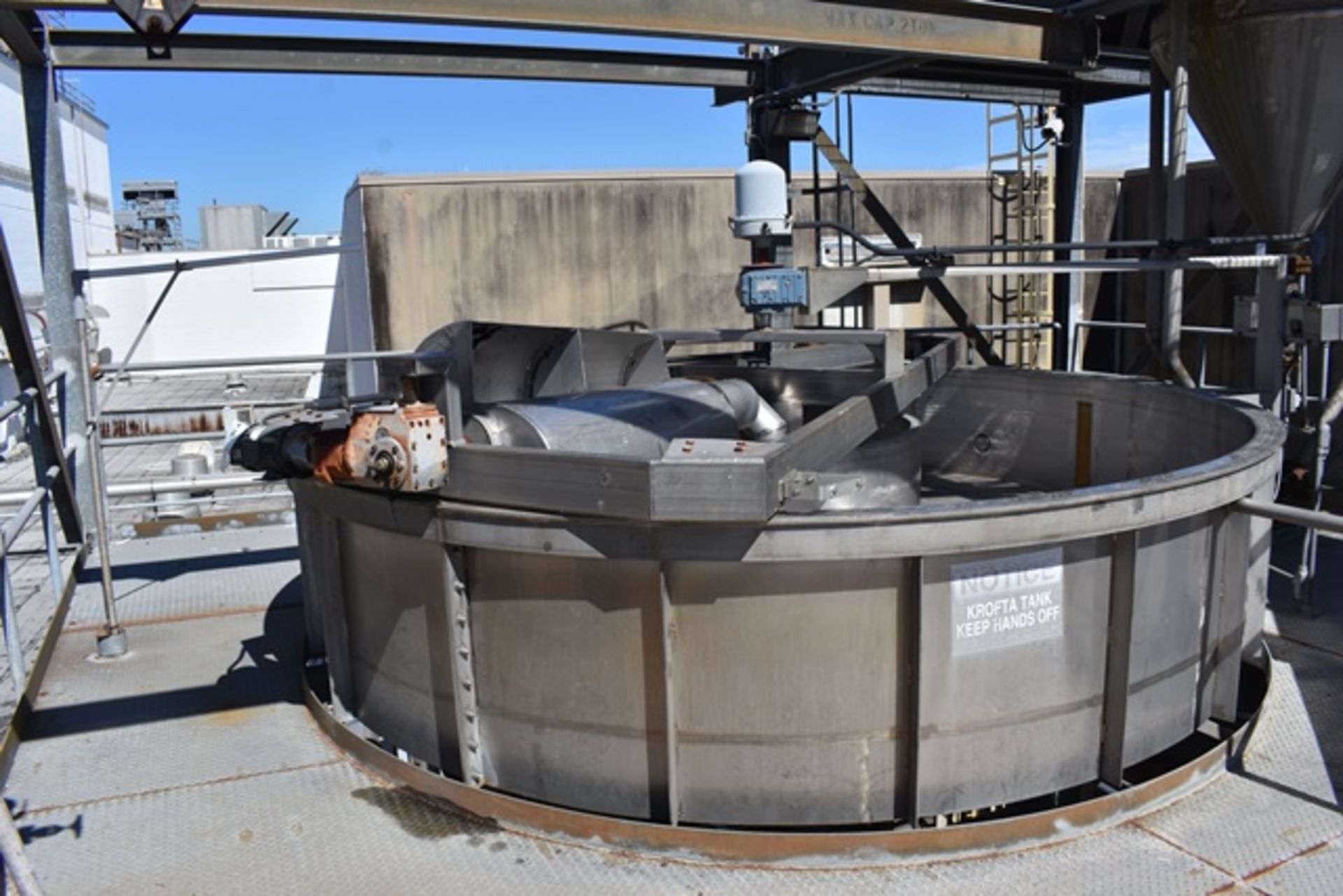 Taylor Krofta SS Tank, supra cell DAF clarifier with rotary carriage drive, spiral sludge scoop -