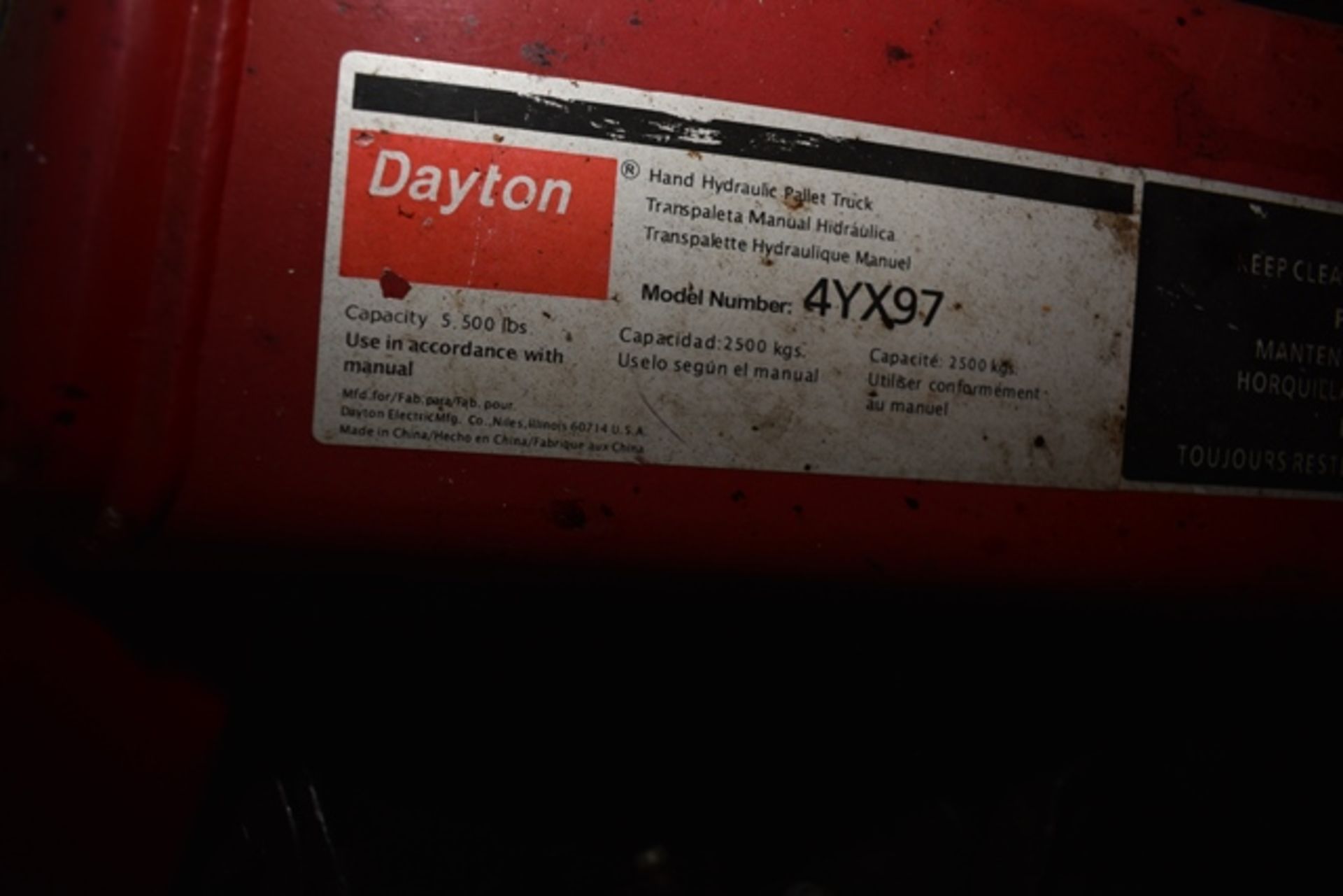 Dayton pallet jack, 5500 lb. cap. - Image 2 of 2