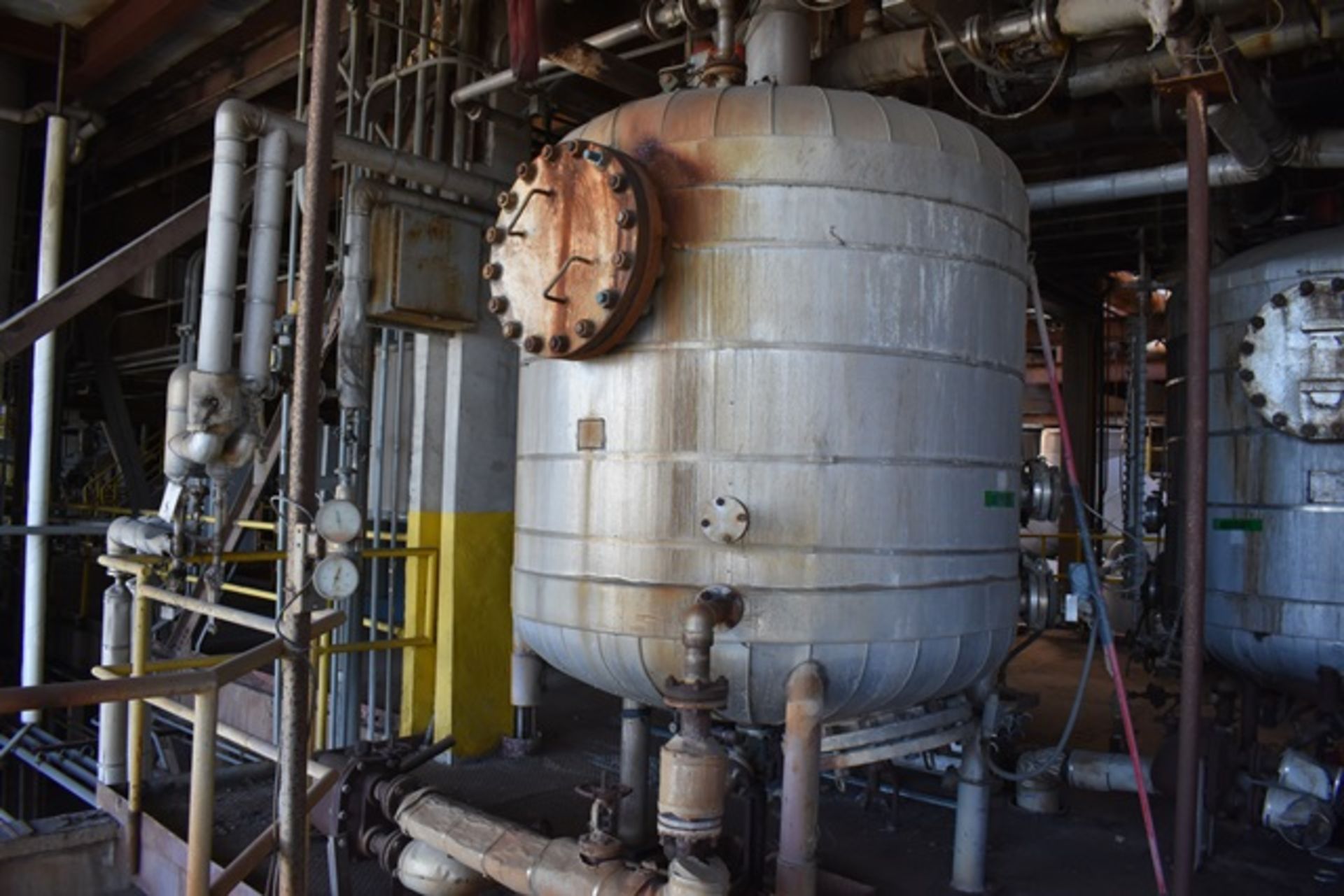 Qty. (1) United Fabricating SS Sludge Holding tanks, approx 6'dia x 6'H, dome top/dish bottom with