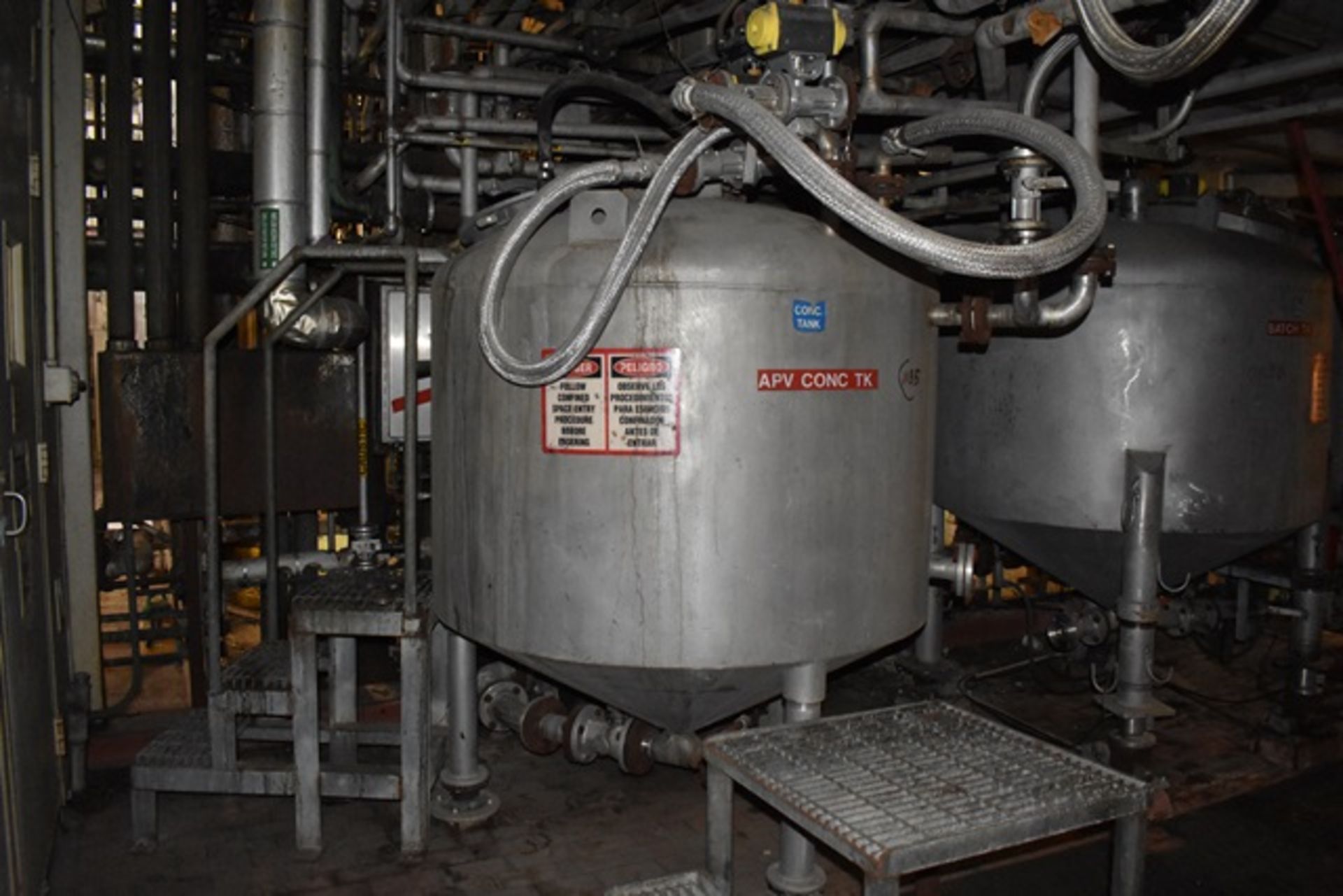 (1) APV SS Concentrate tanks, approx unit no. batch tank A, B & Concentrate Tank, approx 6'dia x 5'H