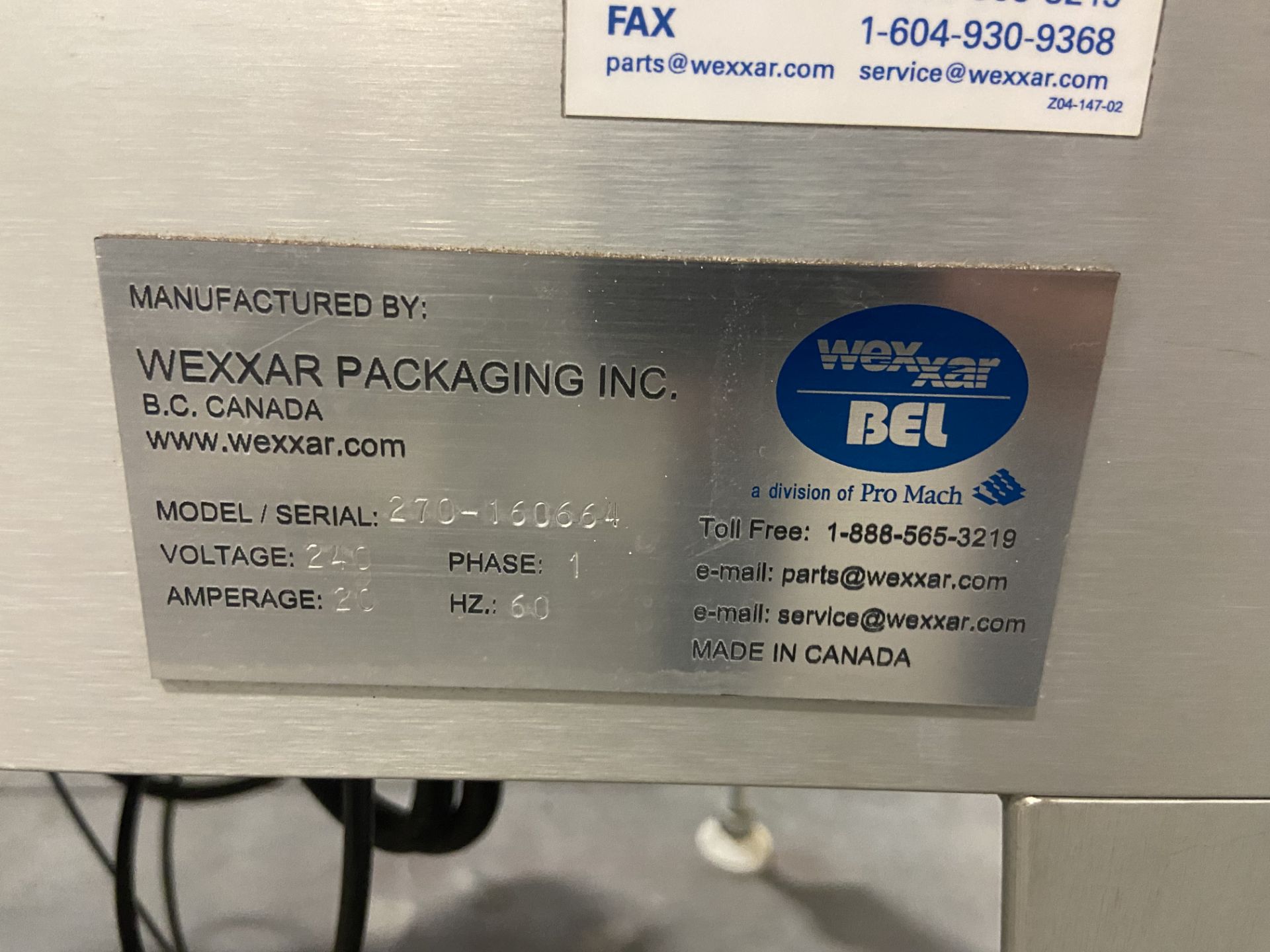 Wexxar Bel 270 Box Sealer Model 270-160664 With Nordson Glue Pot - Image 6 of 9