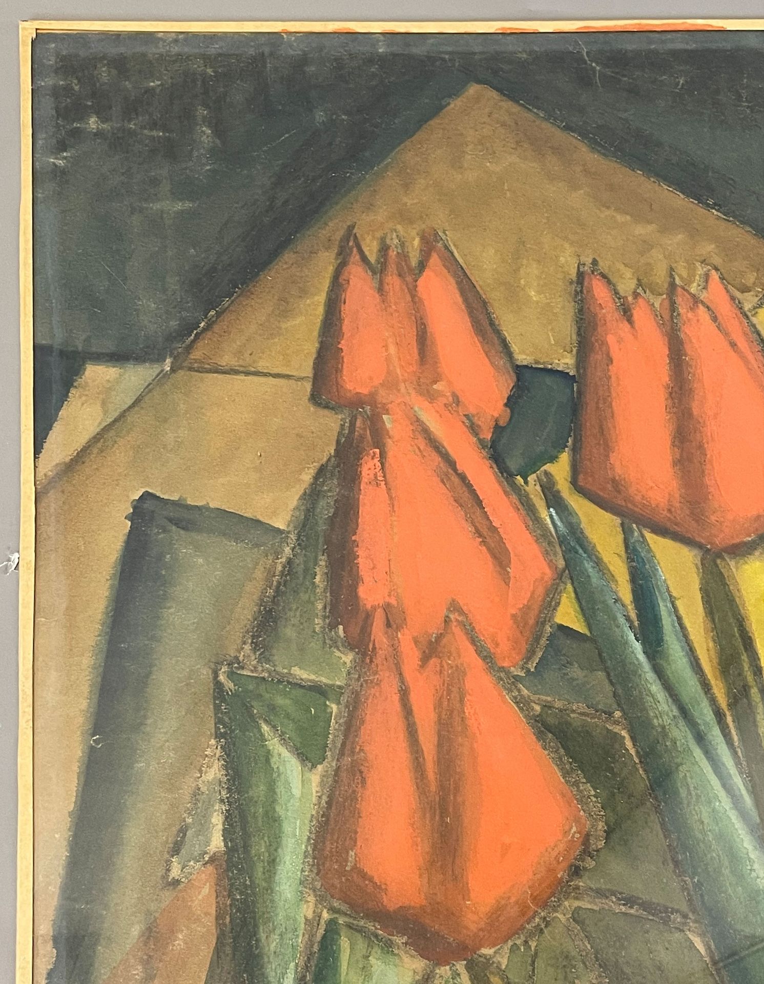 UNLESERLICH SIGNIERT (XX). Expressionistisch gemaltes Stillleben mit Tulpen. - Image 5 of 10