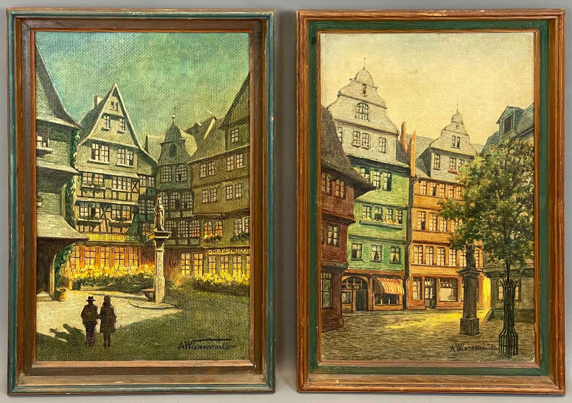 Alfred WIESENMÜLLER. 2 Ansichten von Frankfurt am Main. Um 1920.