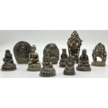 Konvolut von 10 kleine Bronzefiguren aus Südostasien, Indien und Nepal.