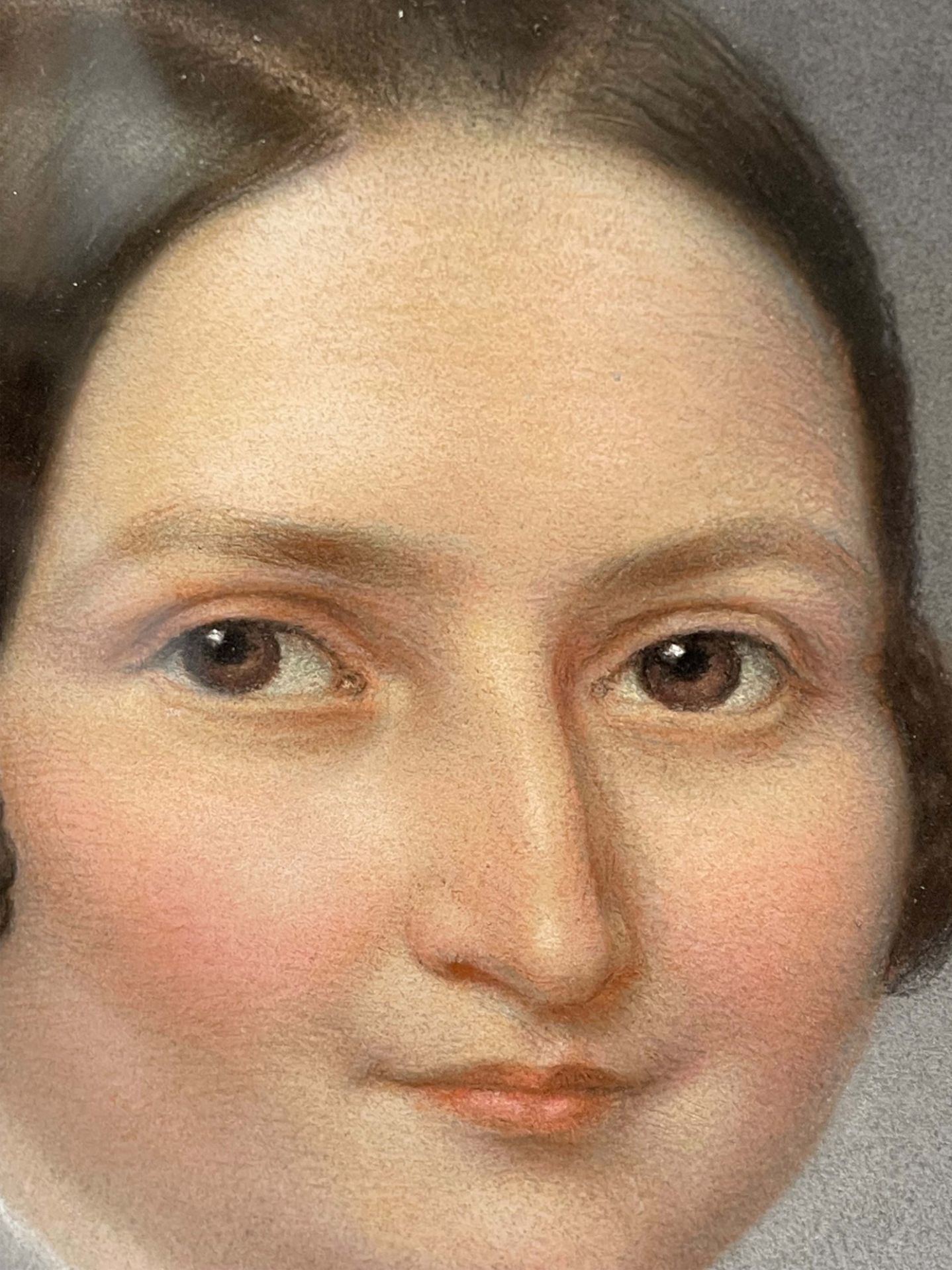 Johann ROUX (1806 - 1880). Biedermeier Portrait einer Dame mit blauer Schleife. - Image 5 of 7
