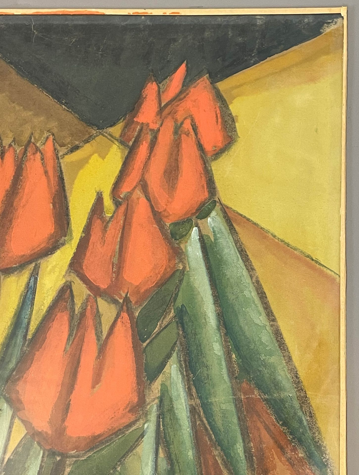 UNLESERLICH SIGNIERT (XX). Expressionistisch gemaltes Stillleben mit Tulpen. - Image 6 of 10