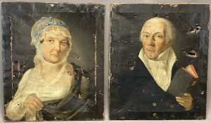 UNSIGNIERT (XVIII - XIX). 2 Brustbilder. Wohl ein altes Ehepaar.