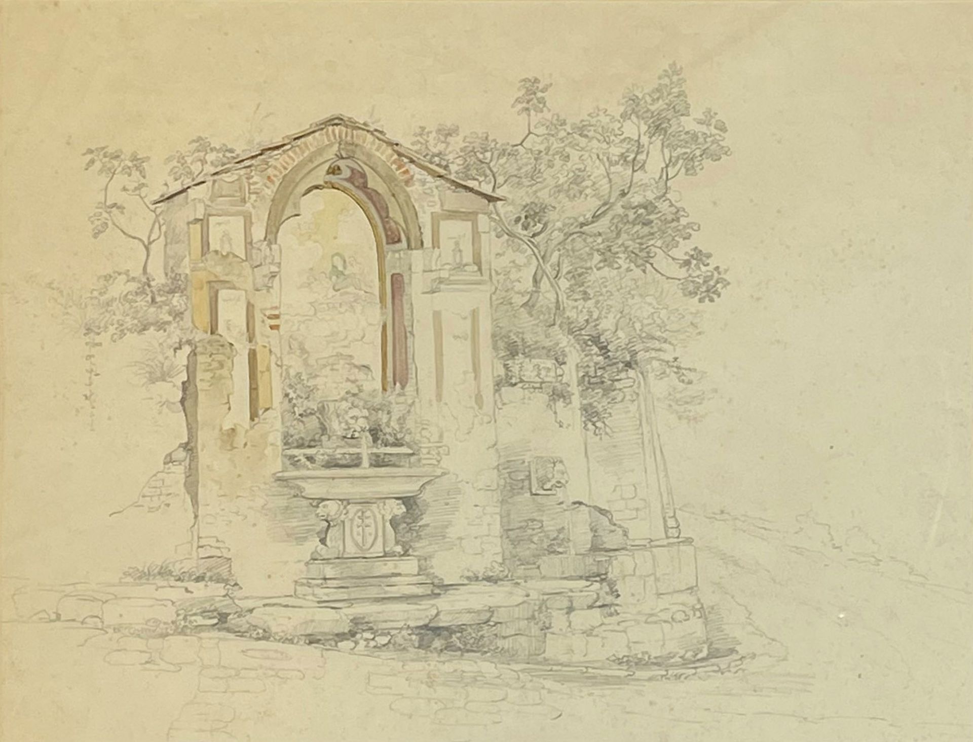 Eduard AGRICOLA (1800 - 1874) zugeschrieben. Italienischer Brunnen.