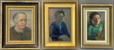 Wilhelm RAAB (1907 - 1989). Drei Gemälde. Selbstportraits und Portrait einer alten Dame.