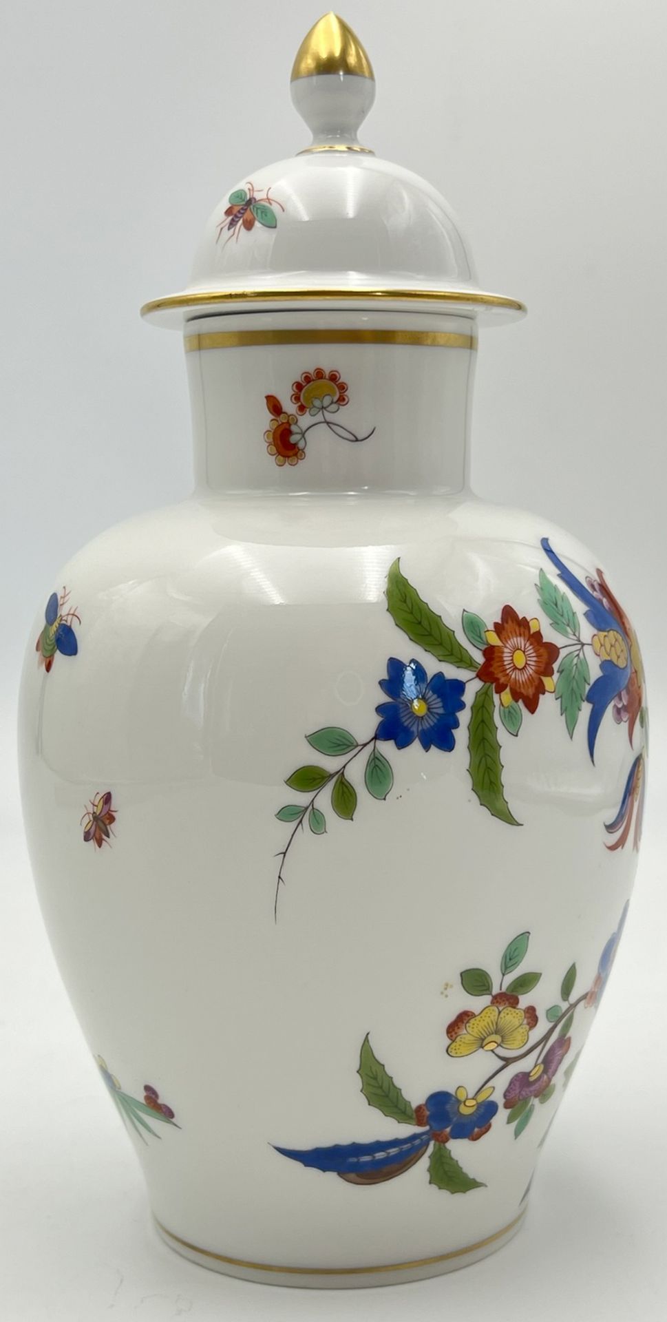 Deckelvase Meissen "Indische Fels, Blumen und Vogelmalerei". 1. Wahl. - Bild 5 aus 12