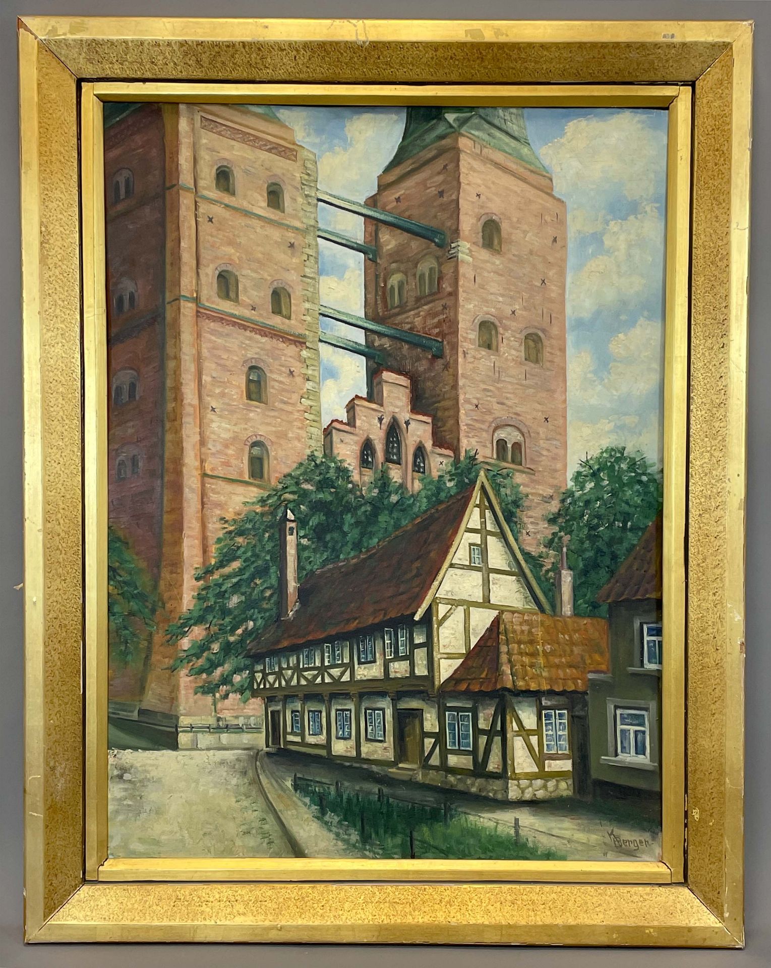 UNLESERLICH SIGNIERT (XIX - XX). Straßenansicht in Lübeck. - Bild 2 aus 9