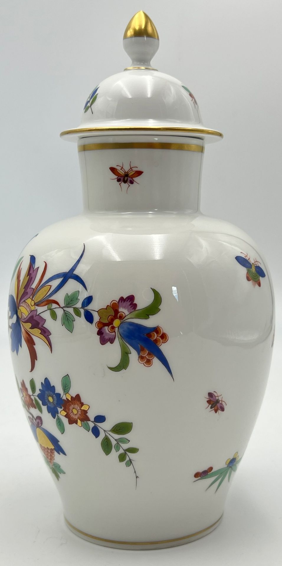 Deckelvase Meissen "Indische Fels, Blumen und Vogelmalerei". 1. Wahl. - Bild 3 aus 12