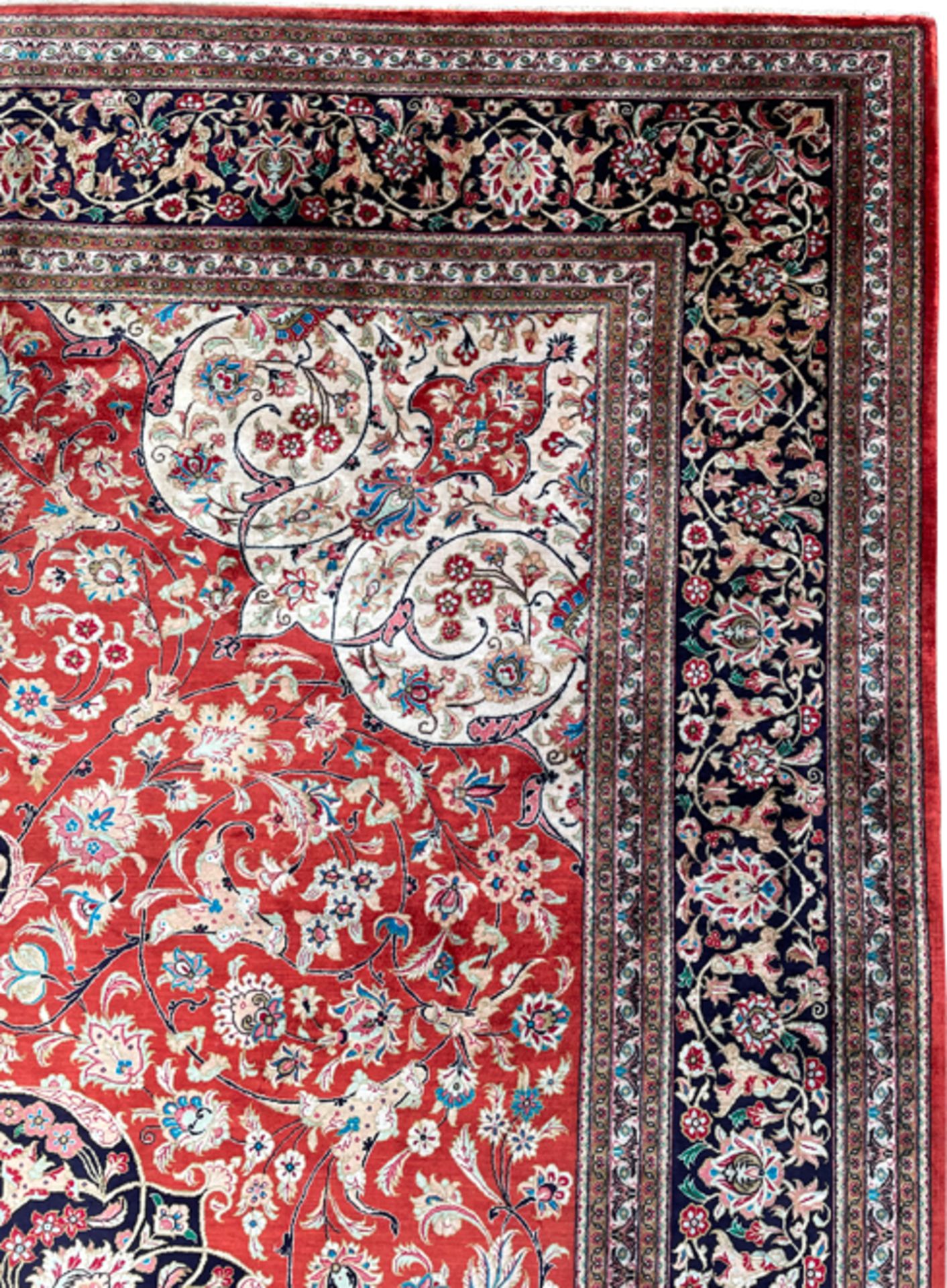 Ghom Perserteppich, Iran. Seidenteppich. Werkstattteppich. - Bild 4 aus 15