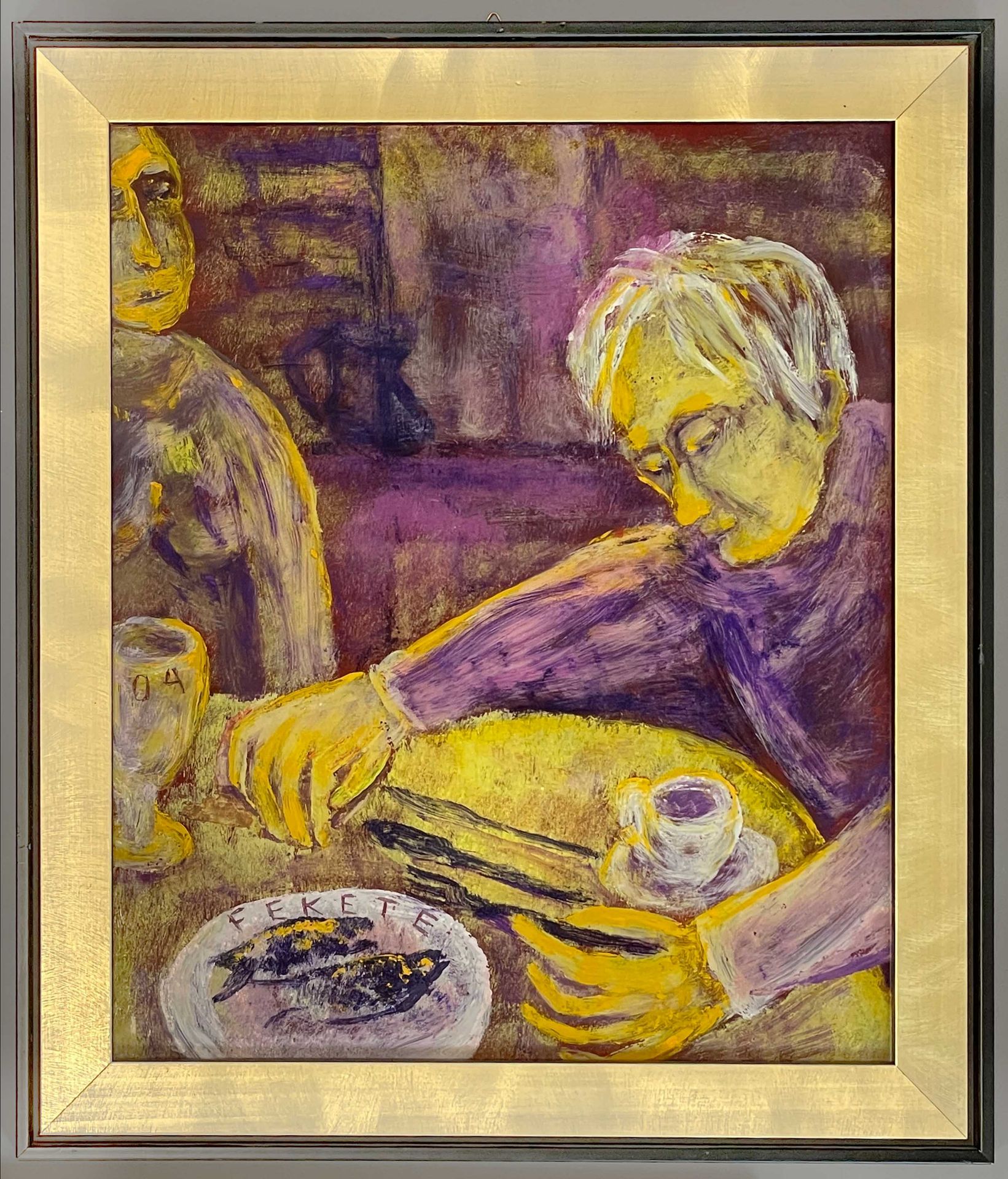 Esteban FEKETE (1924 - 2009). 4 Hinterglasmalereien. Serie mit am Tisch sitzenden Personen. - Bild 2 aus 10