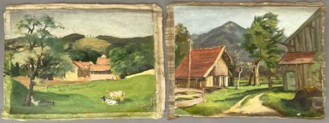 Wilhelm RAAB (1907 - 1989). Zwei Gemälde. Dörfliche Landschaften. 1930er Jahre.