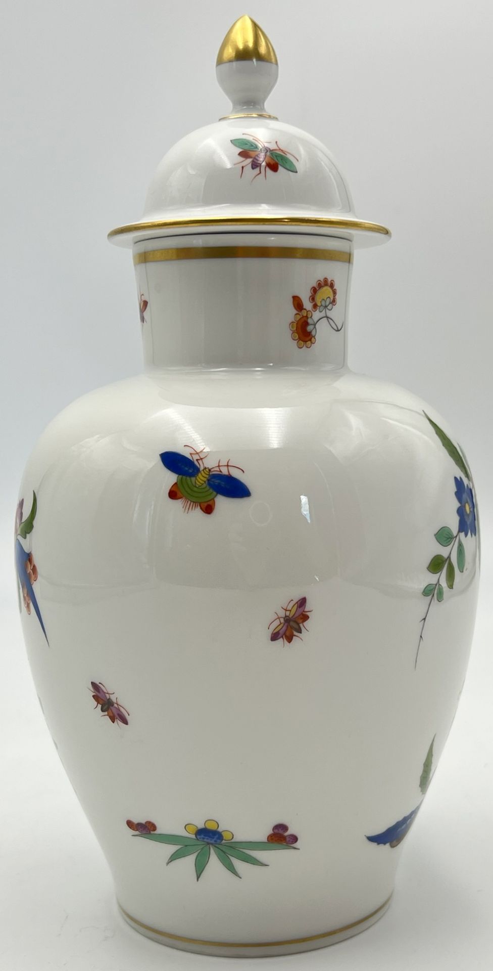 Deckelvase Meissen "Indische Fels, Blumen und Vogelmalerei". 1. Wahl. - Bild 4 aus 12