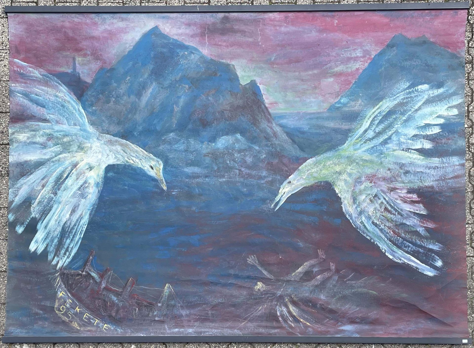 Esteban FEKETE (1924 - 2009). Großformatiges Ölgemälde. Gebirgslandschaft mit zwei Vögeln. - Bild 2 aus 11