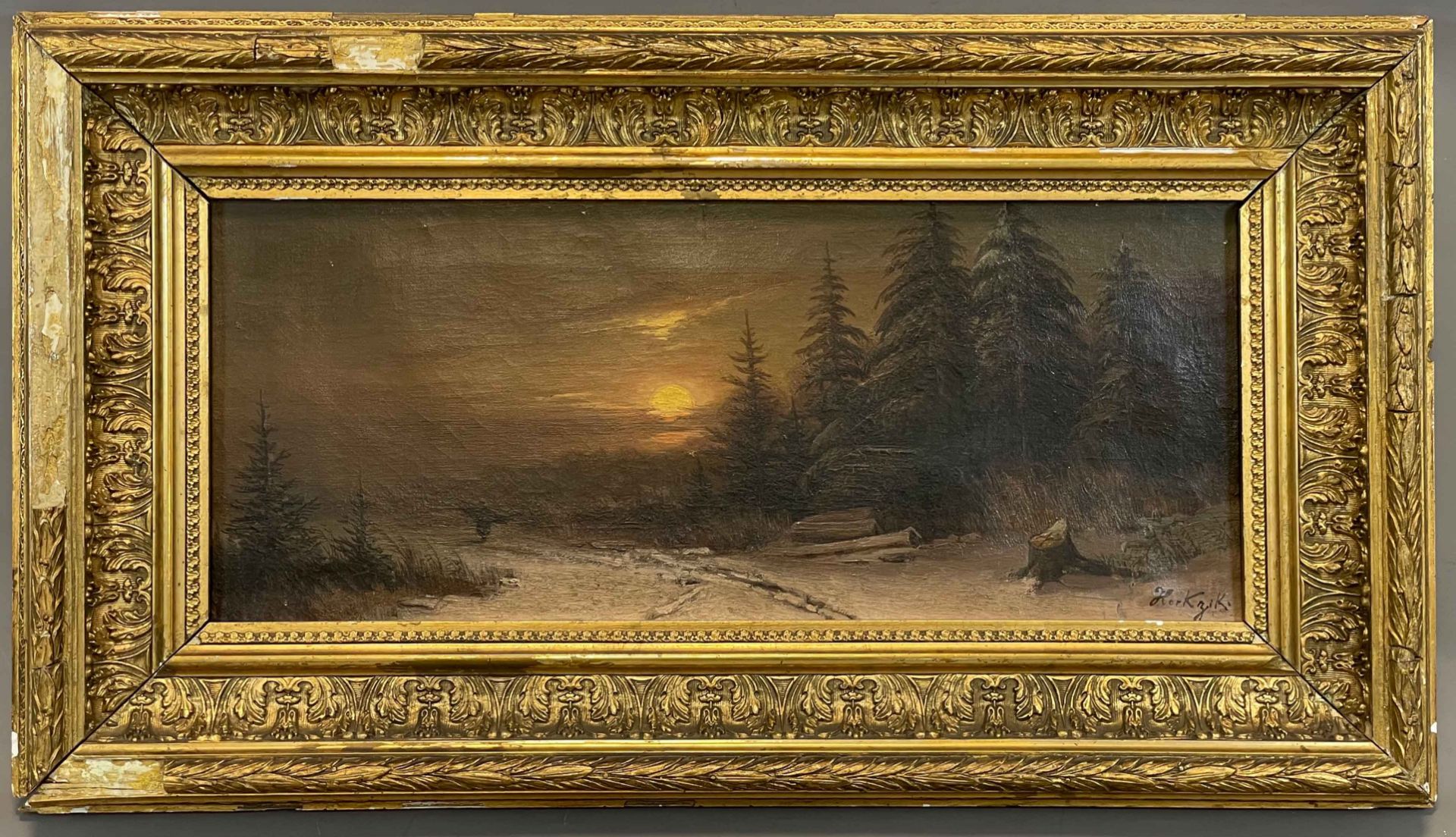 HORKZIK (XIX - XX). Waldlandschaft in der Abenddämmerung mit Personenstaffage. - Bild 2 aus 11