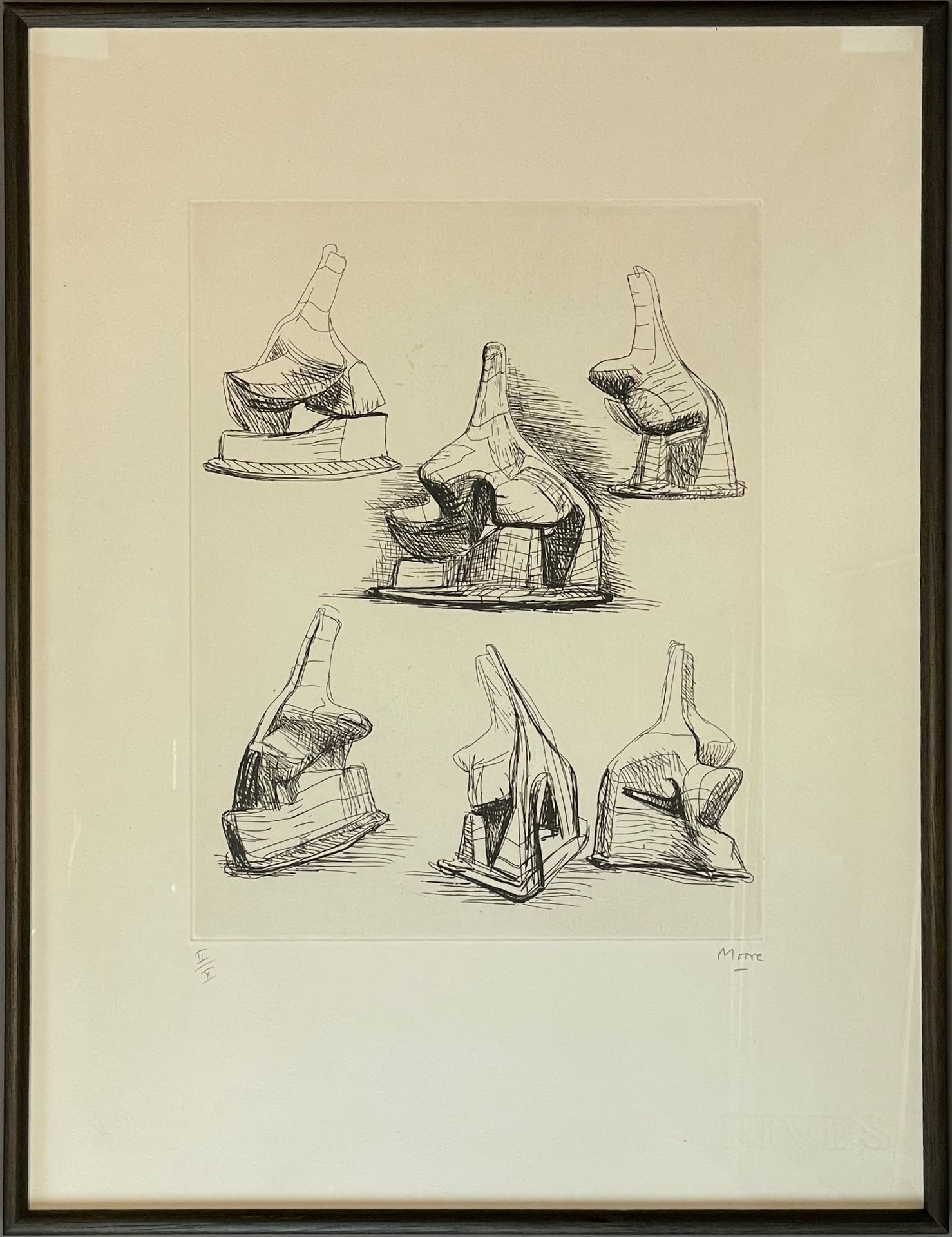 Henry Moore (1898 - 1986). "Studies for head and shoulders sculpture". Artist proof. - Image 2 of 9