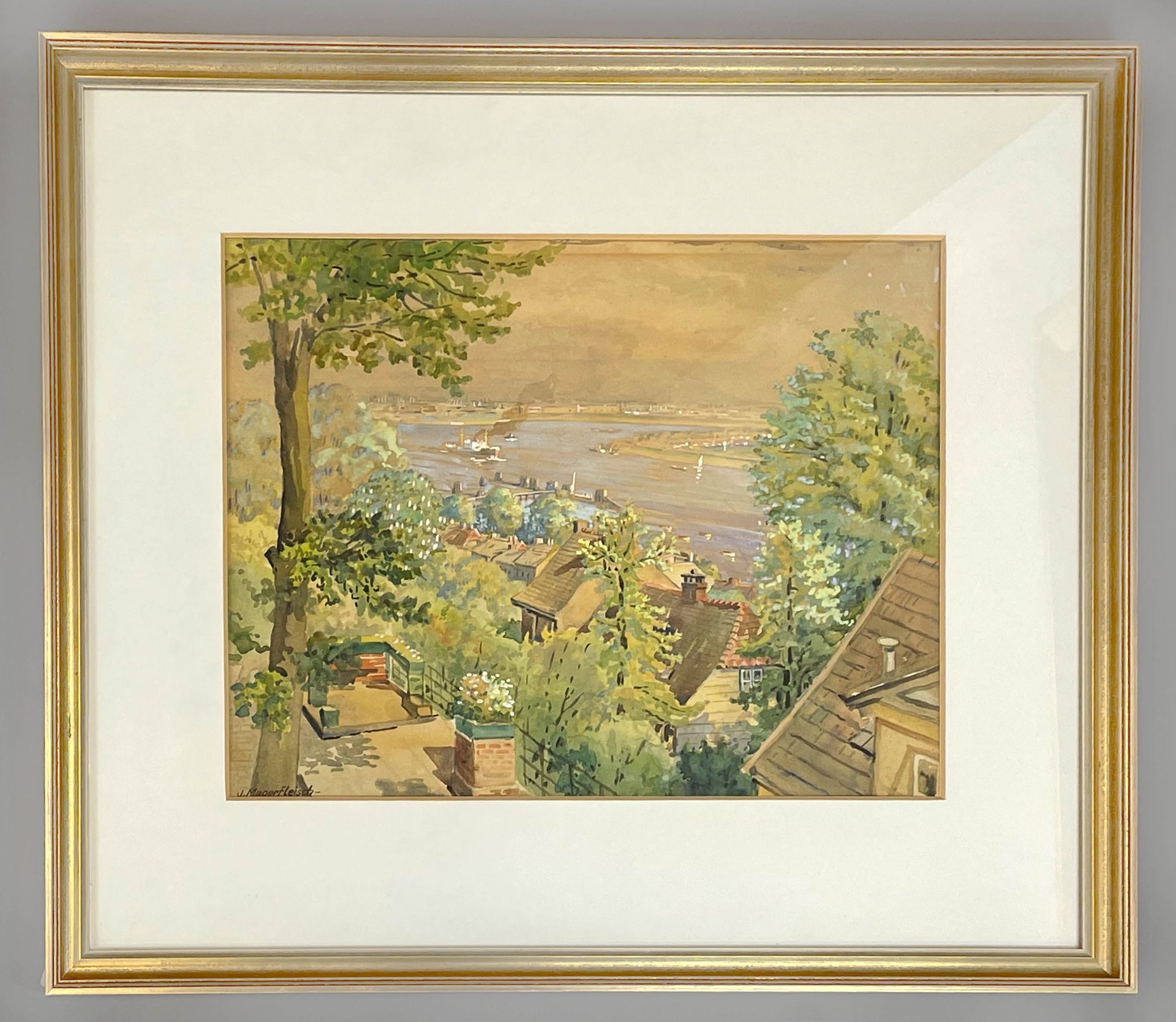 Johannes Friedrich MAGERFLEISCH (1885 - 1968). Blick auf die Elbe von Blankenese. - Image 2 of 10