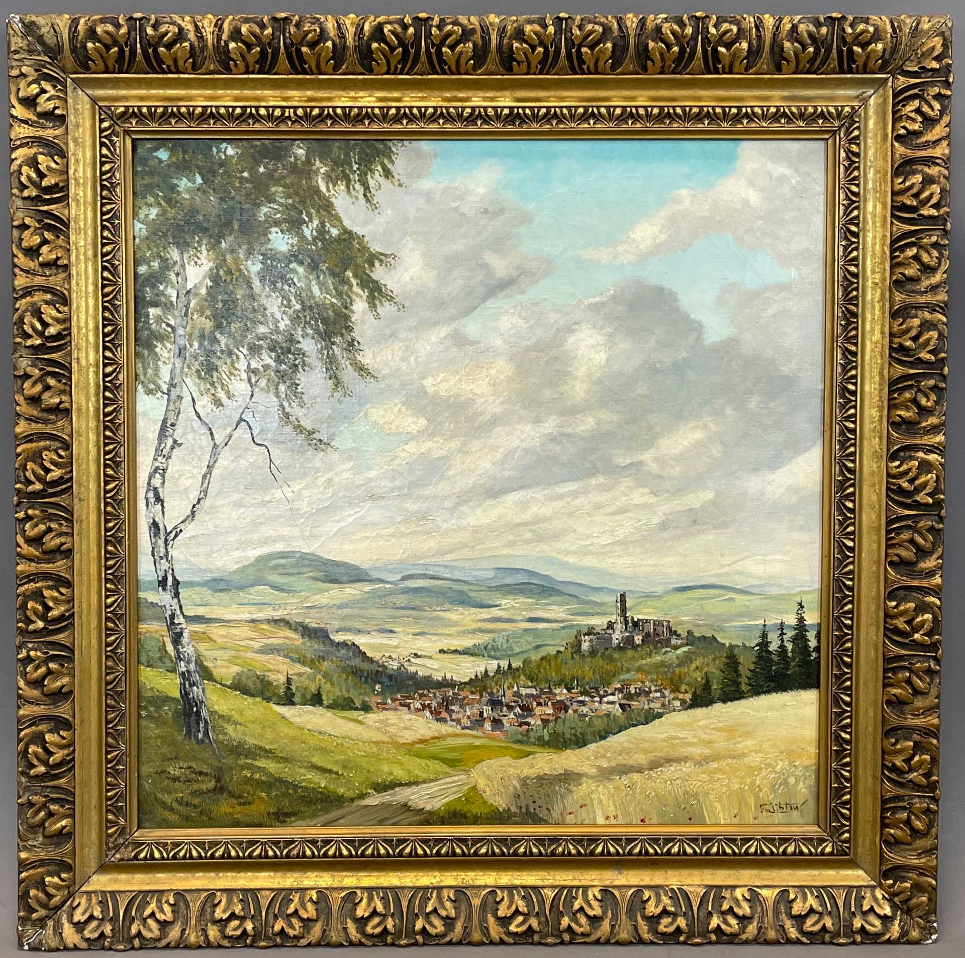 UNLESERLICH SIGNIERT(XX). Gemälde mit Landschaft von Königstein im Taunus. Datiert 1952. - Bild 2 aus 10